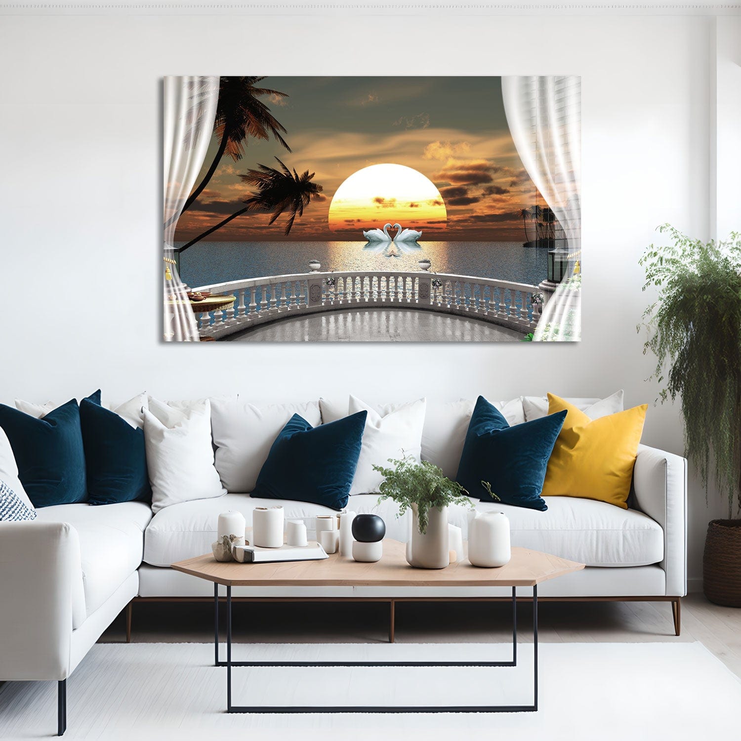Artronauts Glass Print Sunset in Balcony