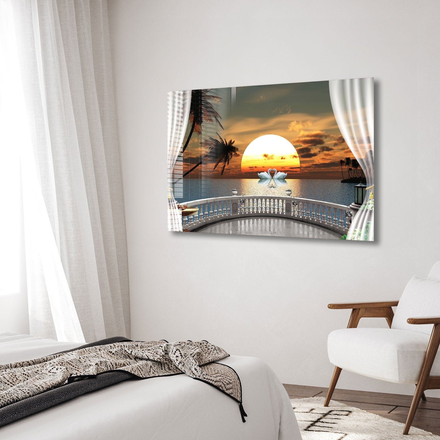 Artronauts Glass Print Sunset in Balcony