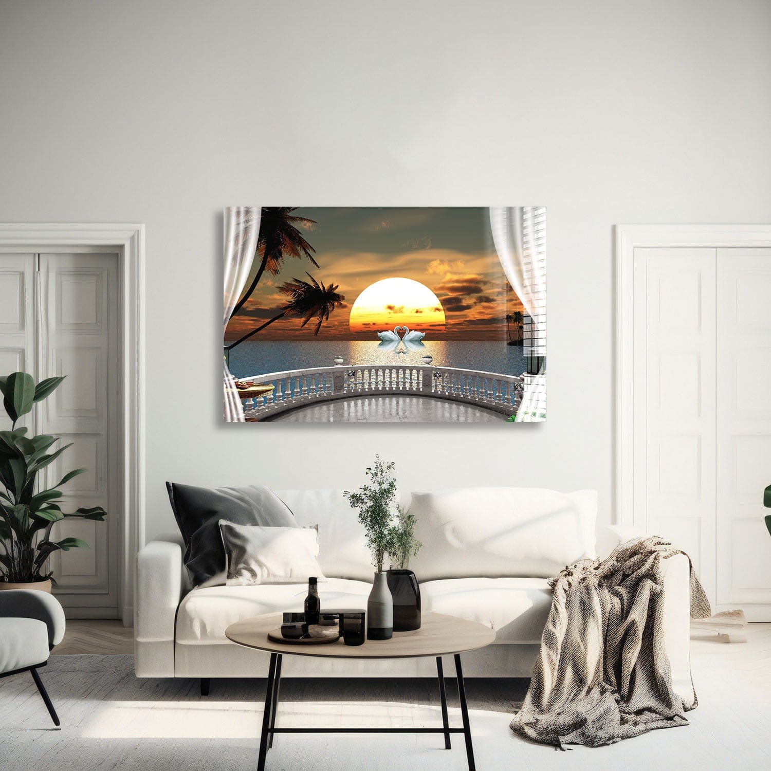 Artronauts Glass Print 60x90 Sunset in Balcony