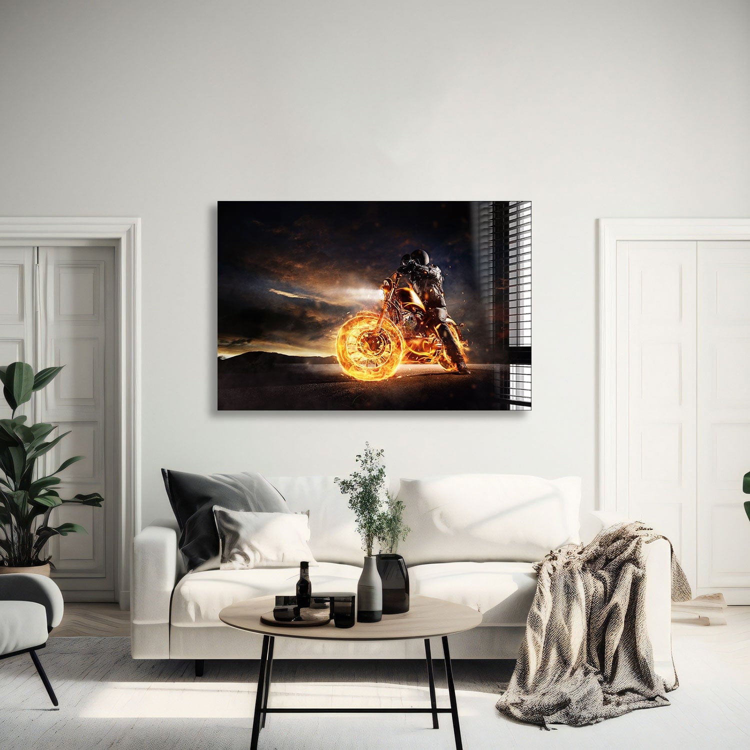 Artronauts Glass Print 60x90 Motorbike In Fire