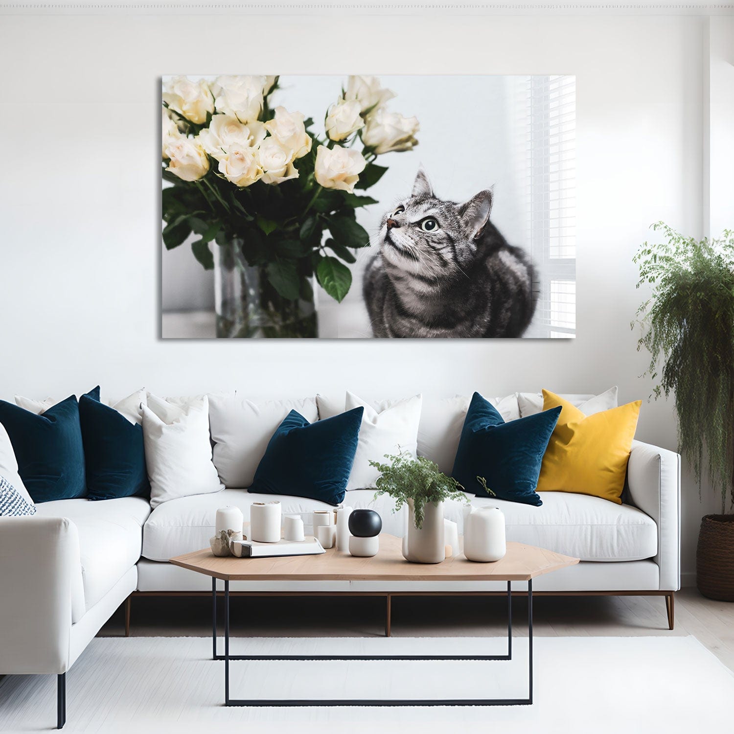 Artronauts Glass Print Romantic Cat