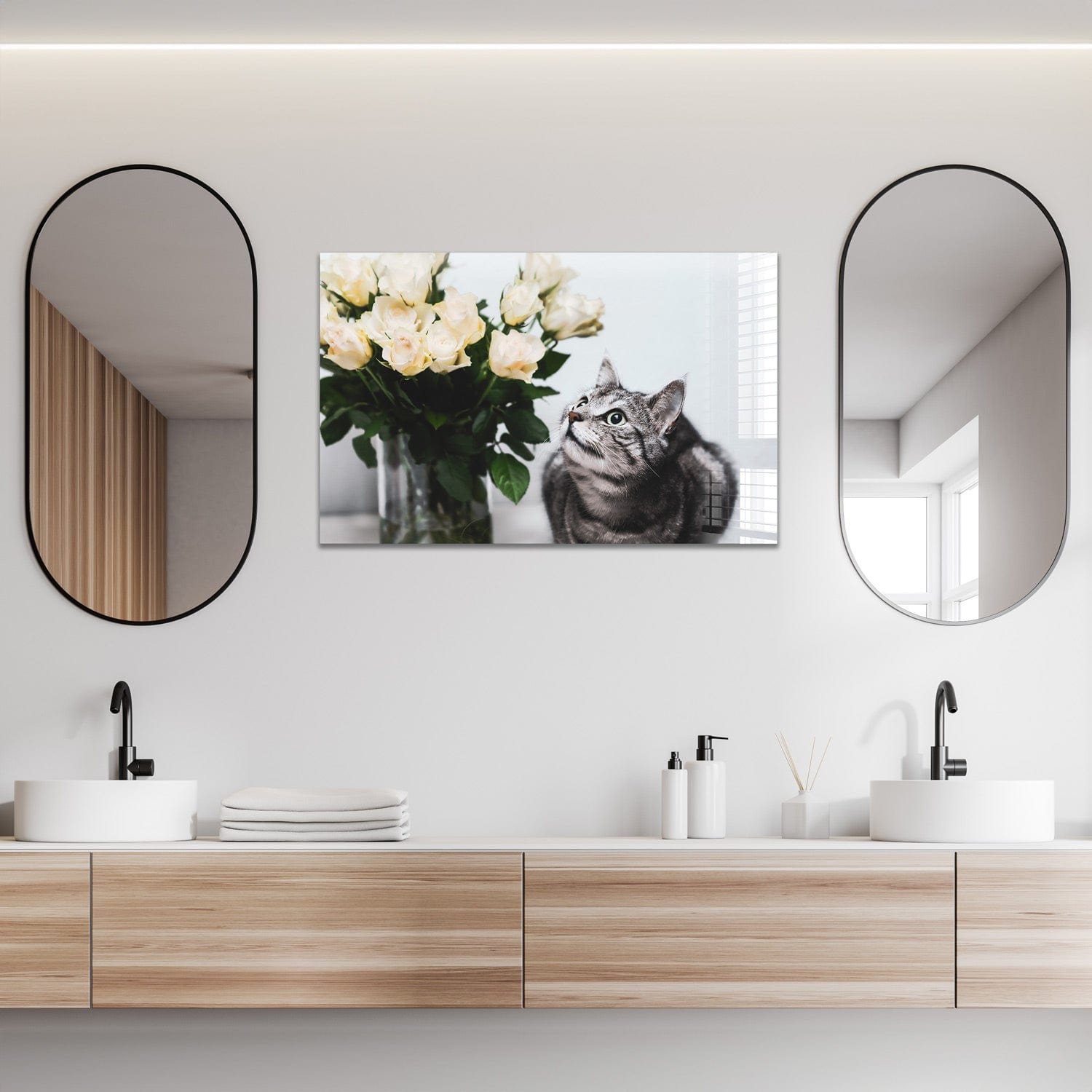 Artronauts Glass Print Romantic Cat