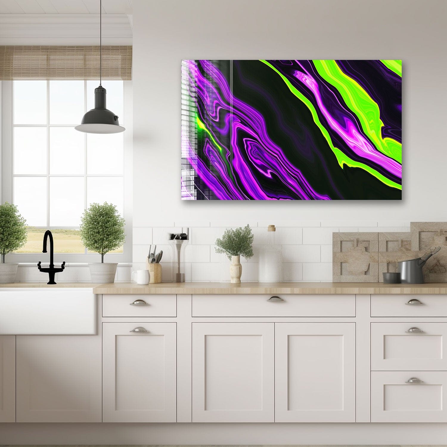 Artronauts Glass Print Purple & Green Neon