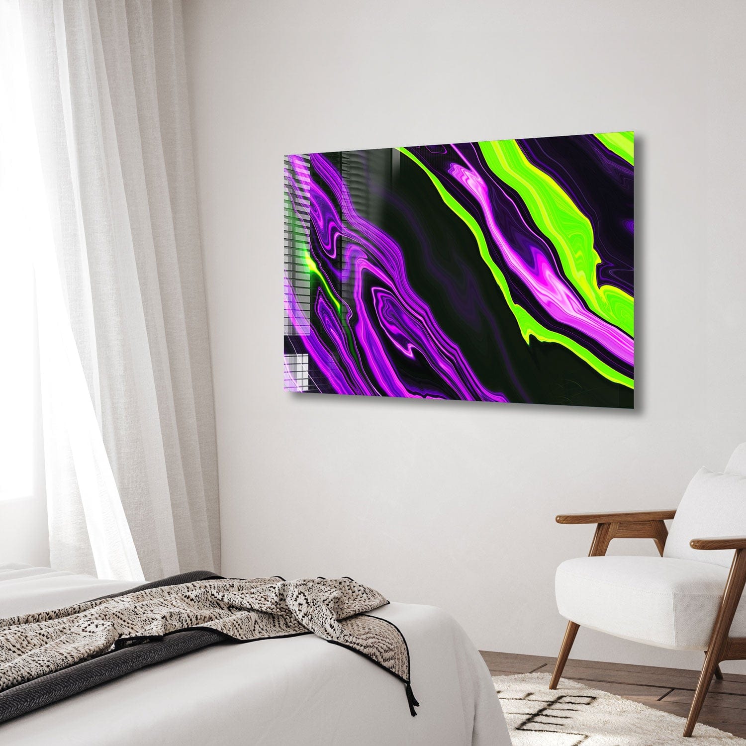 Artronauts Glass Print Purple & Green Neon