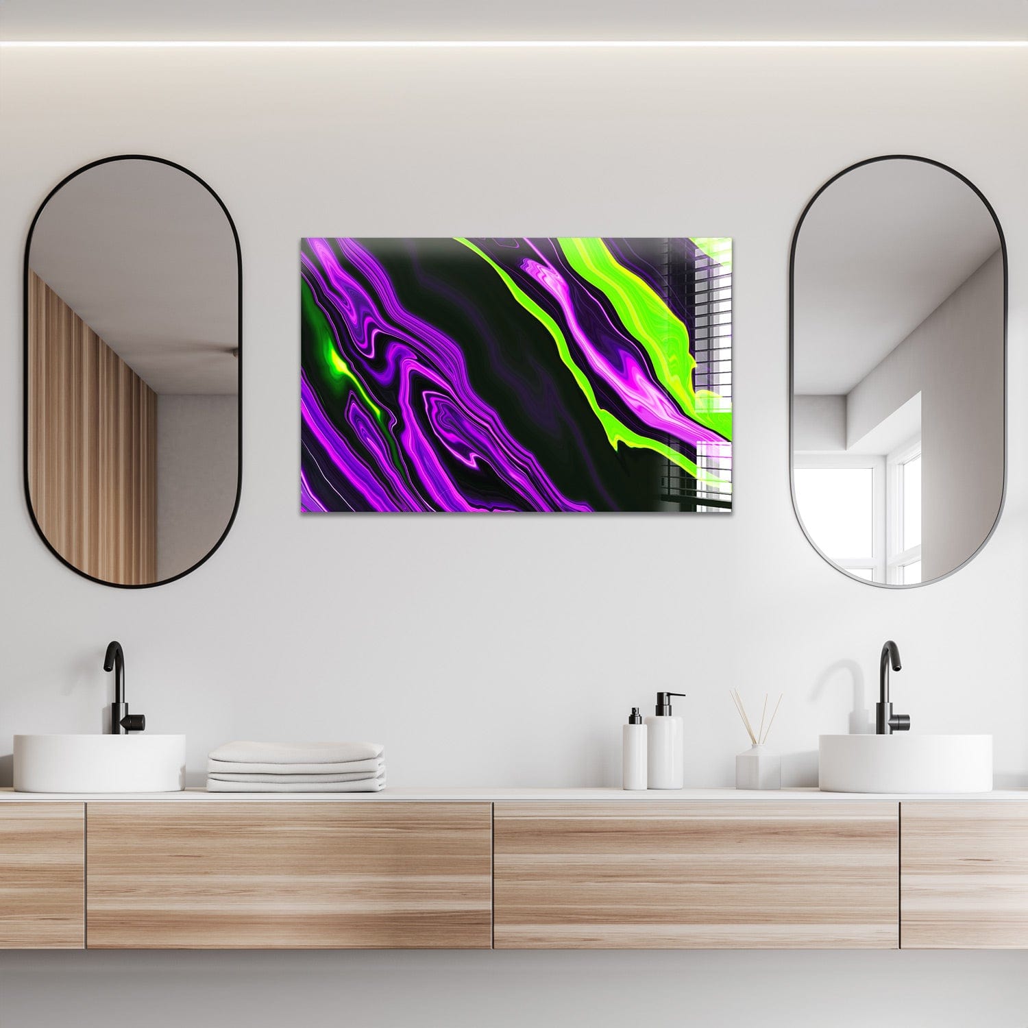 Artronauts Glass Print Purple & Green Neon