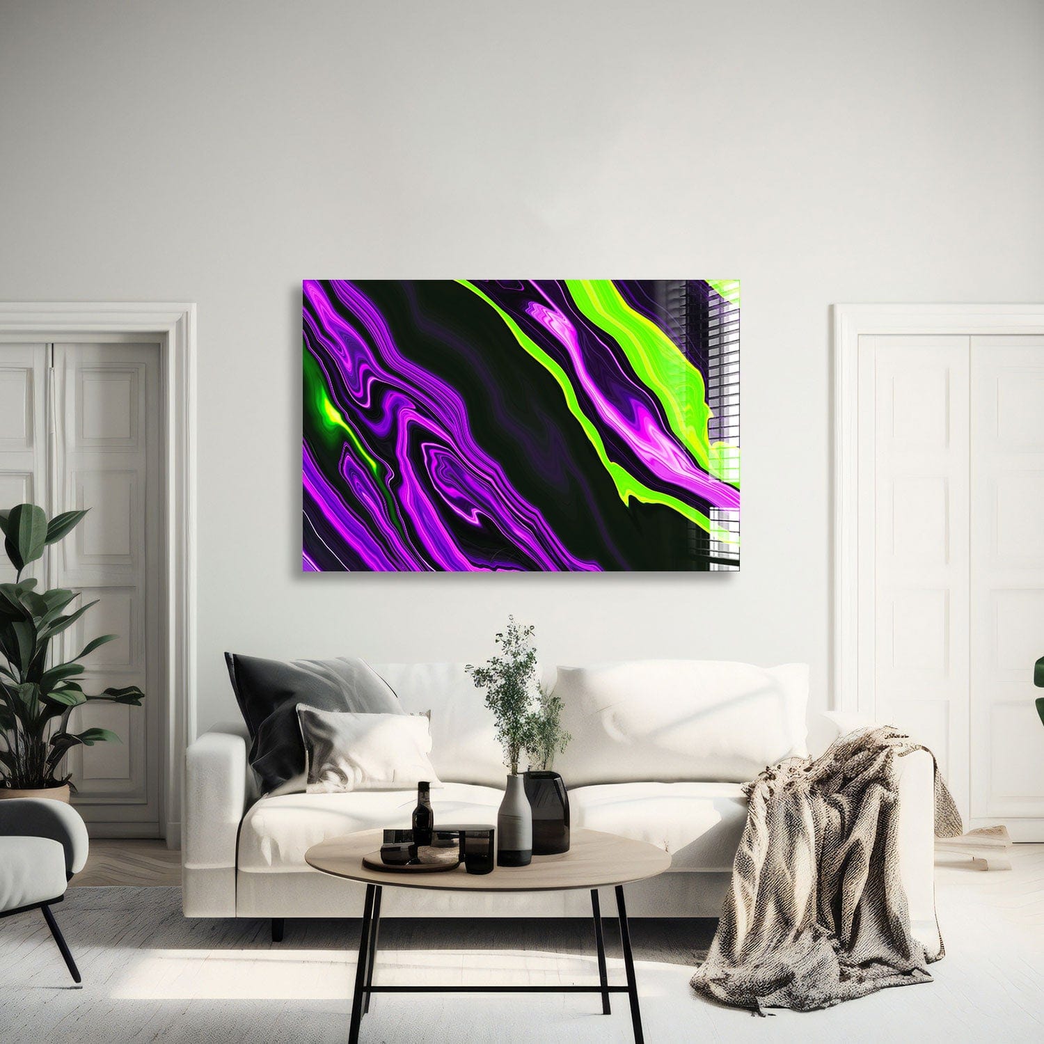 Artronauts Glass Print 60x90 Purple & Green Neon