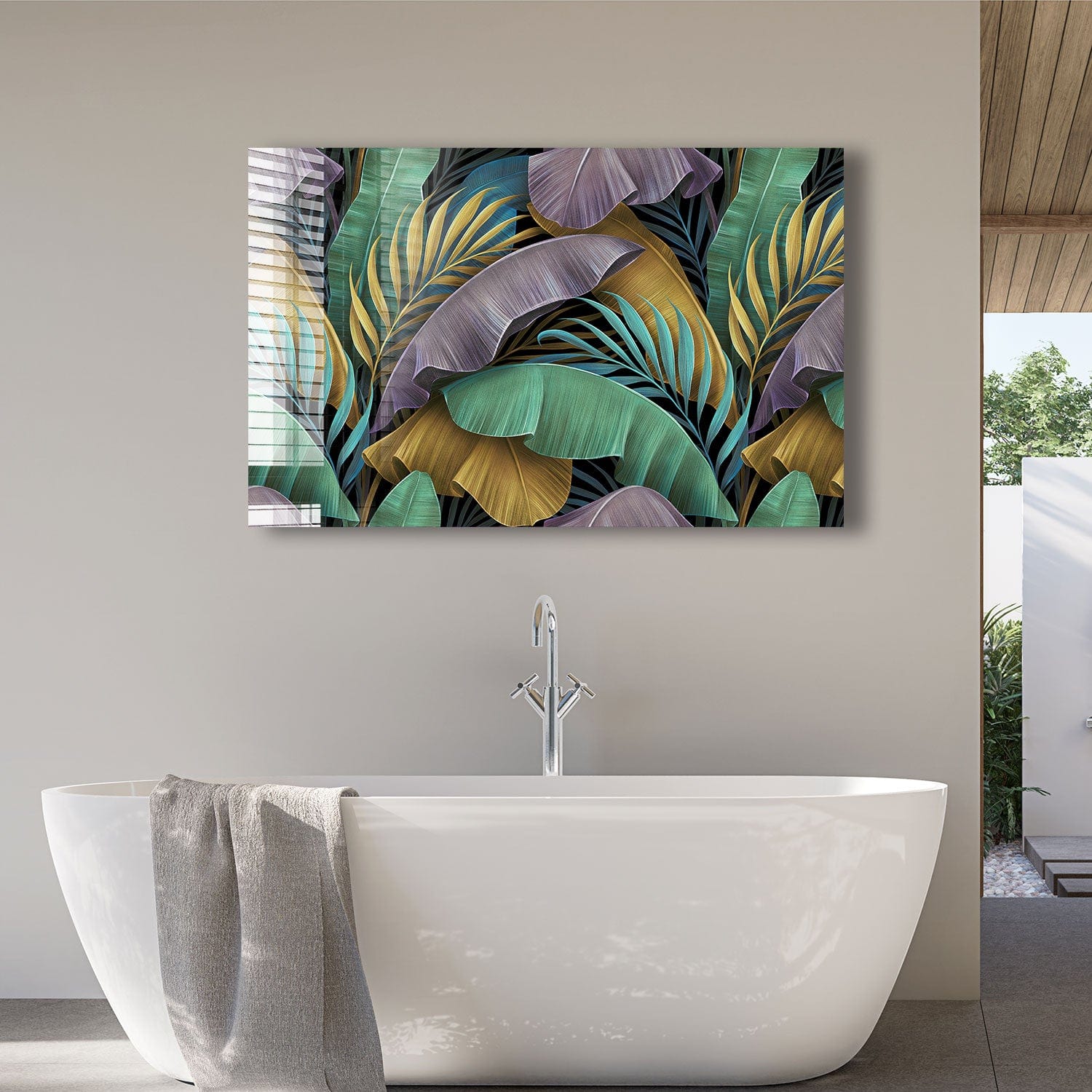 Artronauts Glass Print Colourful Tropical Leaves