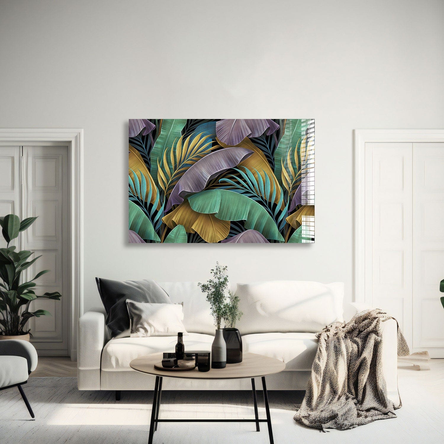 Artronauts Glass Print 60x90 Colourful Tropical Leaves