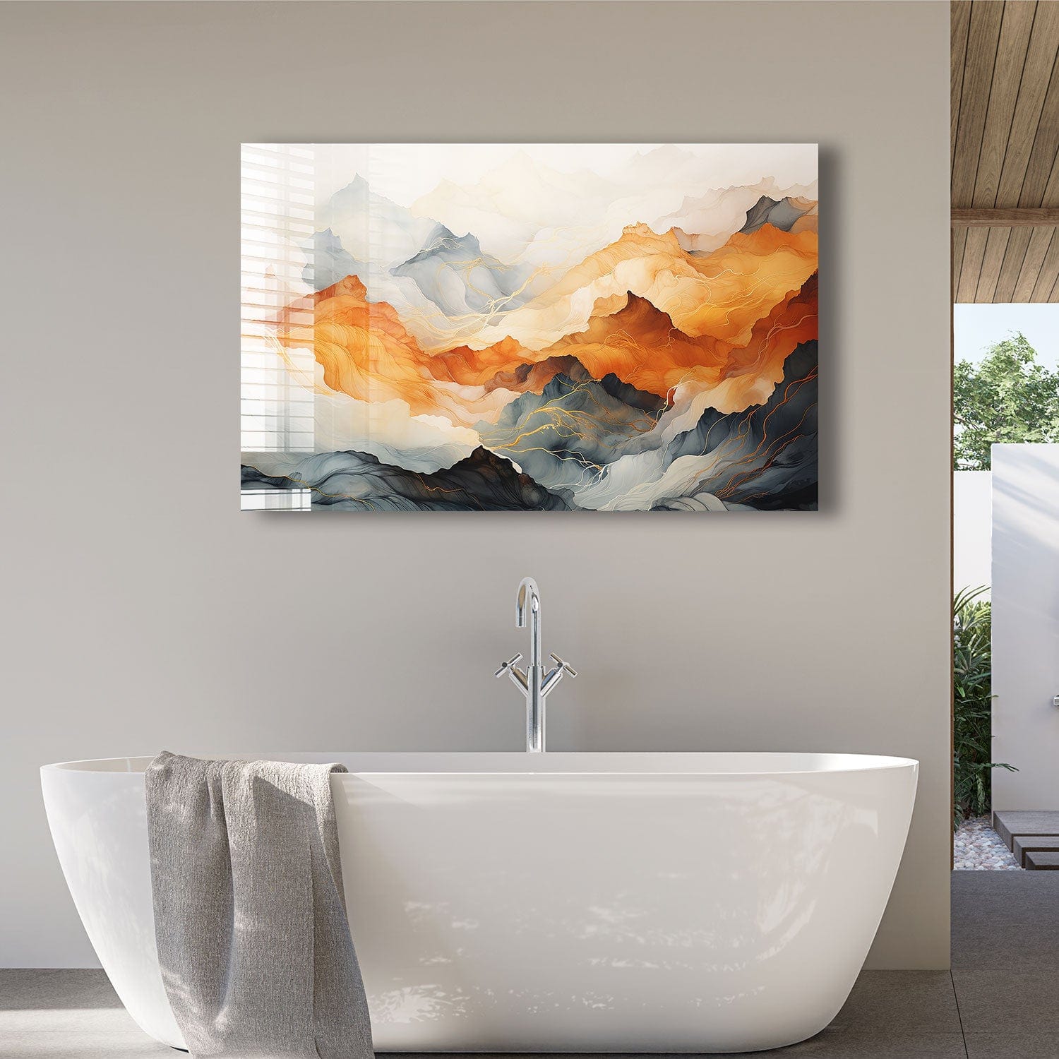 Artronauts Glass Print Abstract Mountains