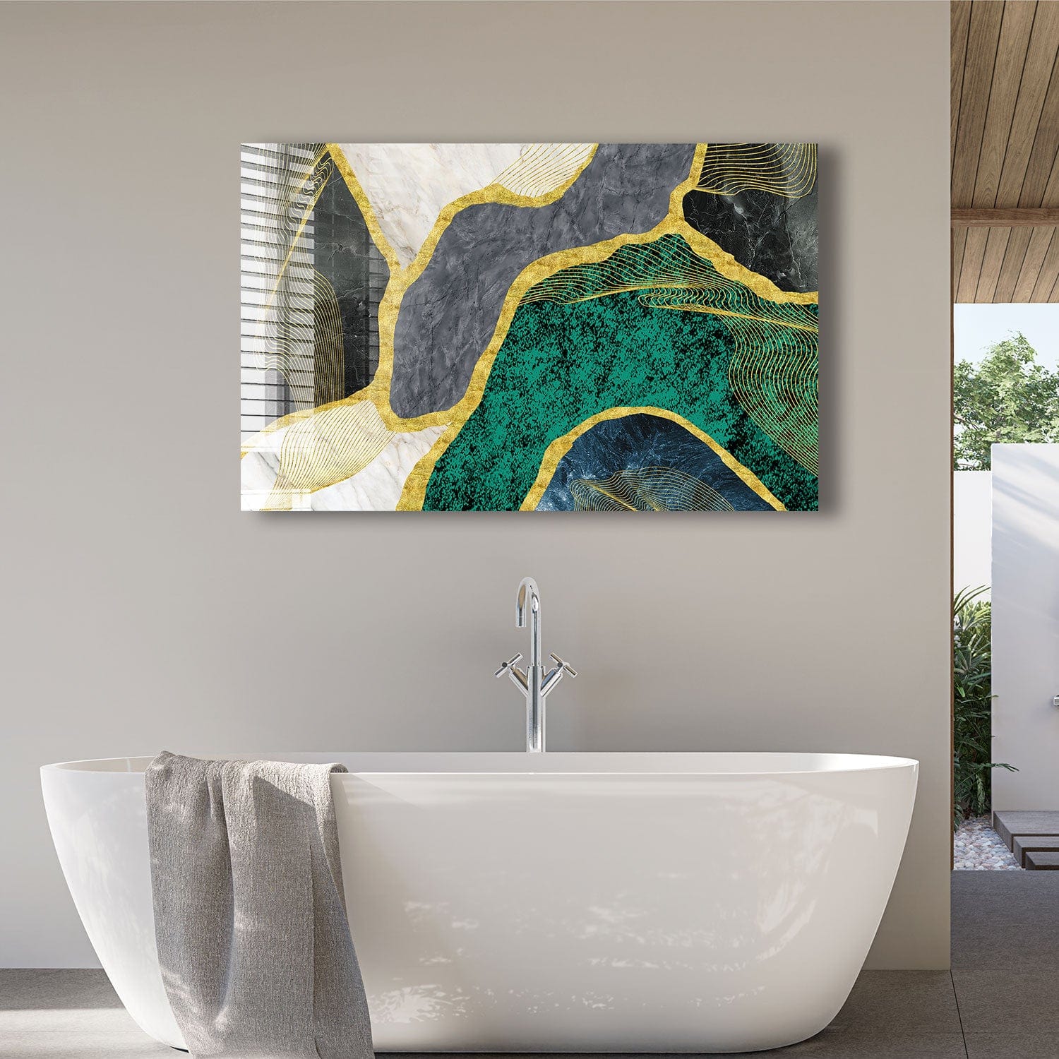 Artronauts Glass Print 110x70 Green Marble Design