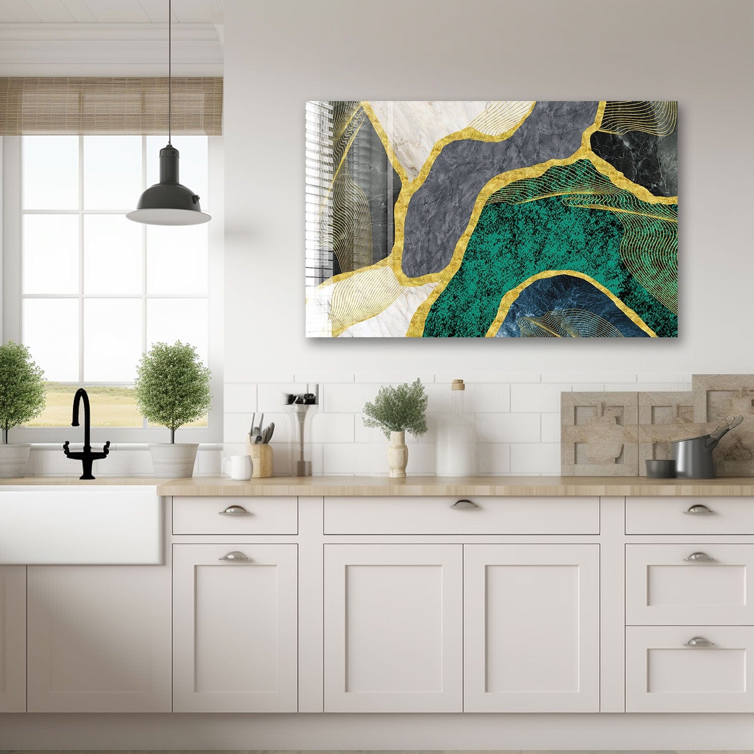 Artronauts Glass Print Green Marble Design