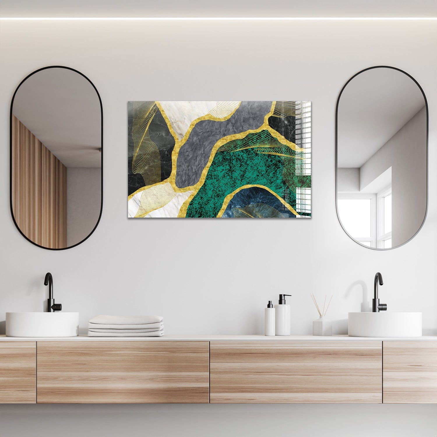 Artronauts Glass Print 72x46 Green Marble Design