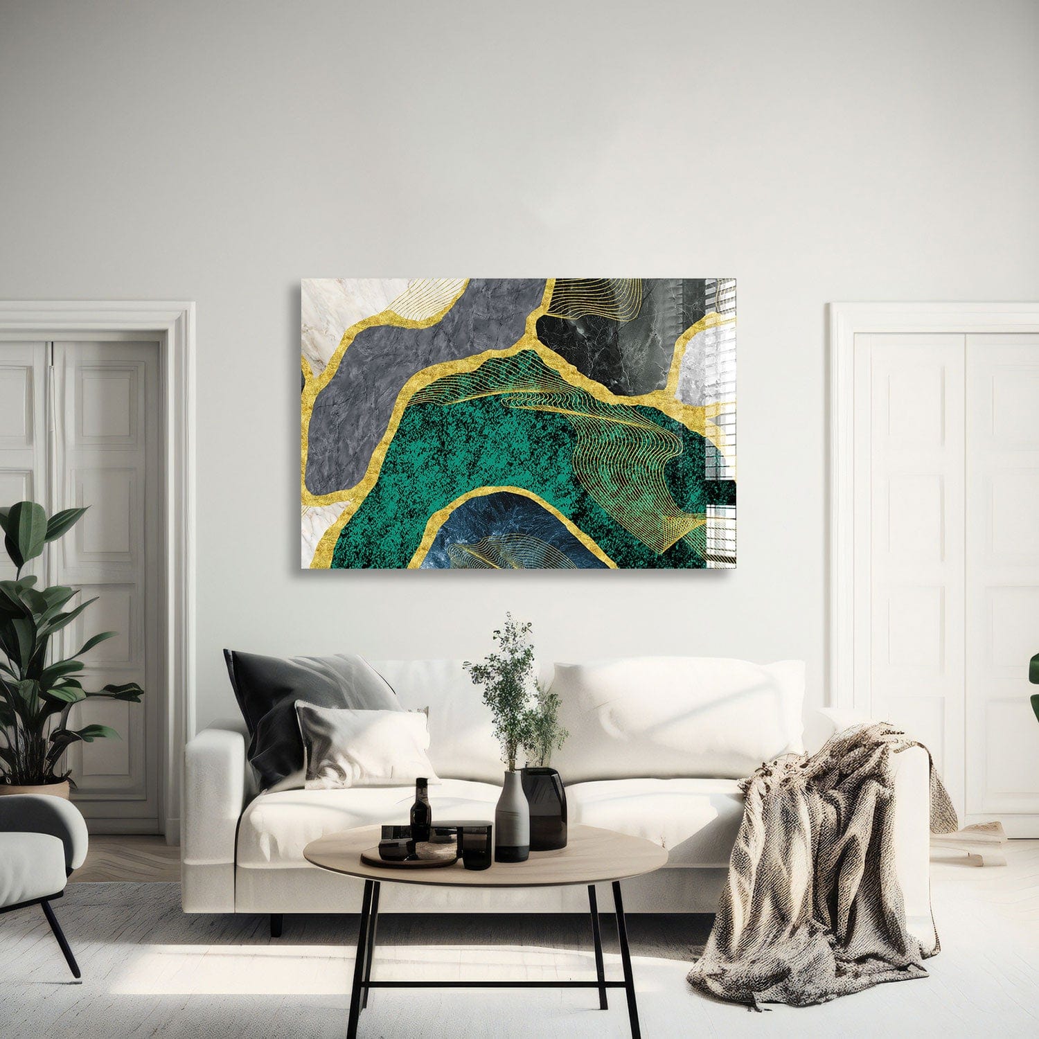 Artronauts Glass Print 60x90 Green Marble Design