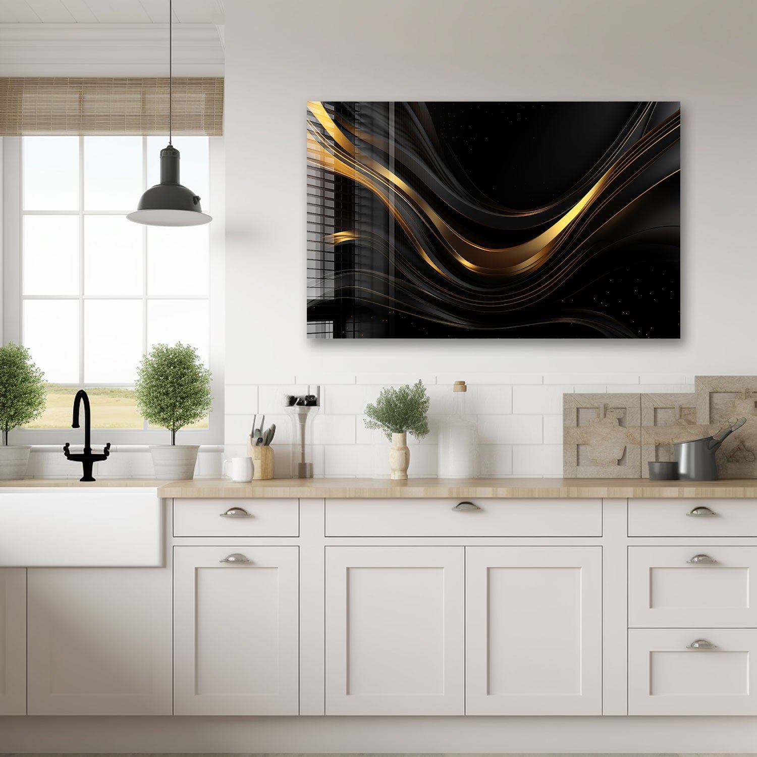 Artronauts Glass Print Minimal Gold & Black Art