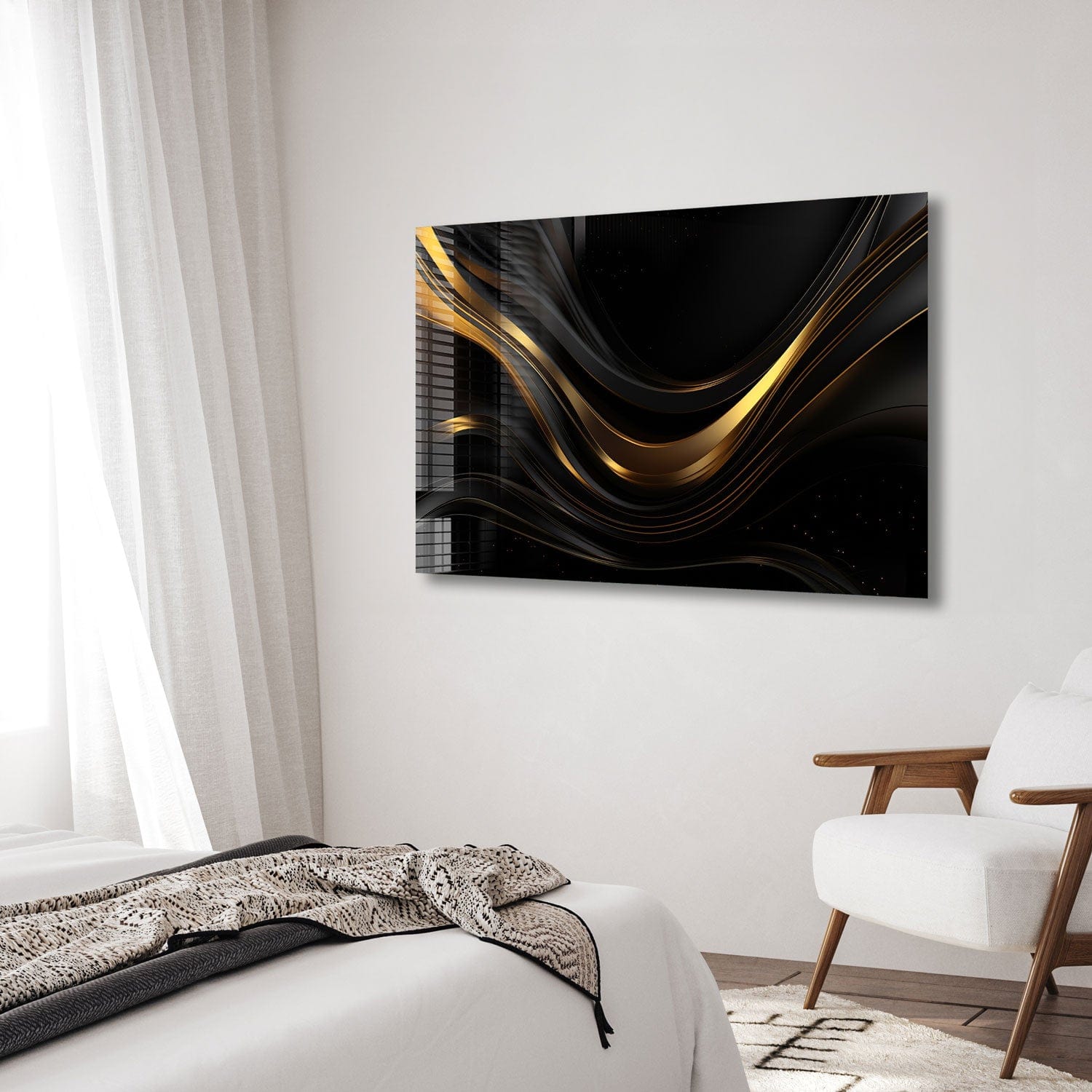 Artronauts Glass Print Minimal Gold & Black Art