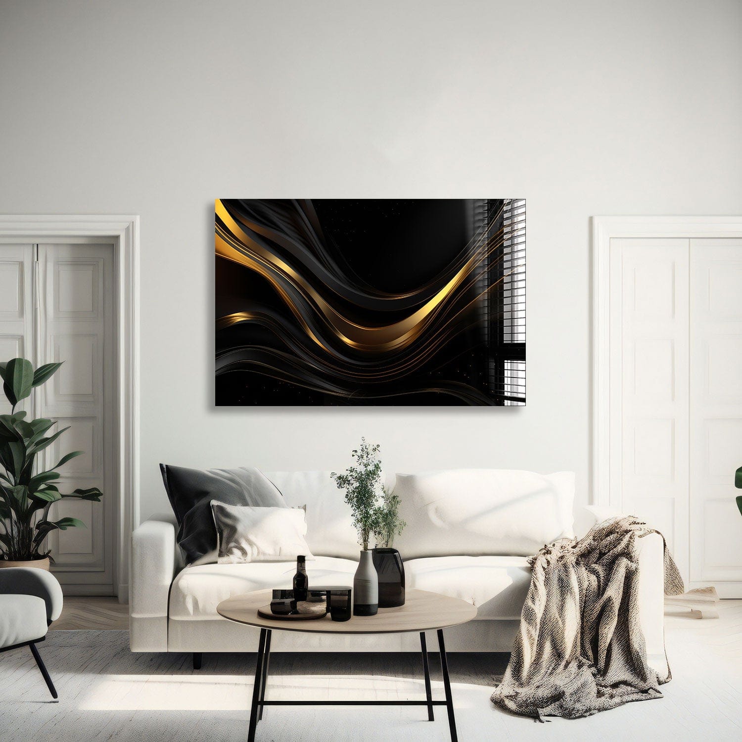 Artronauts Glass Print 60x90 Minimal Gold & Black Art