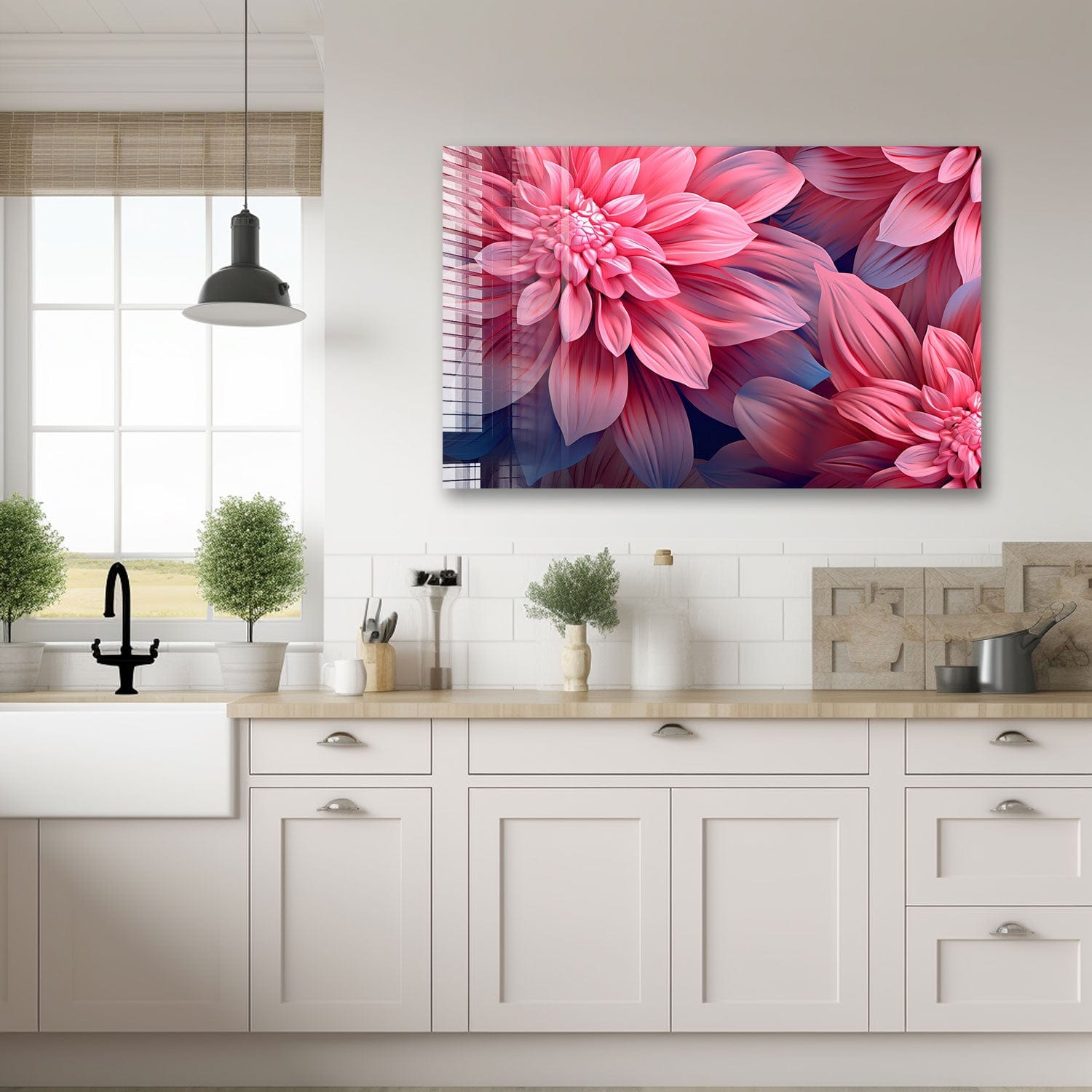 Artronauts Glass Print 110x70 Pink Flowers