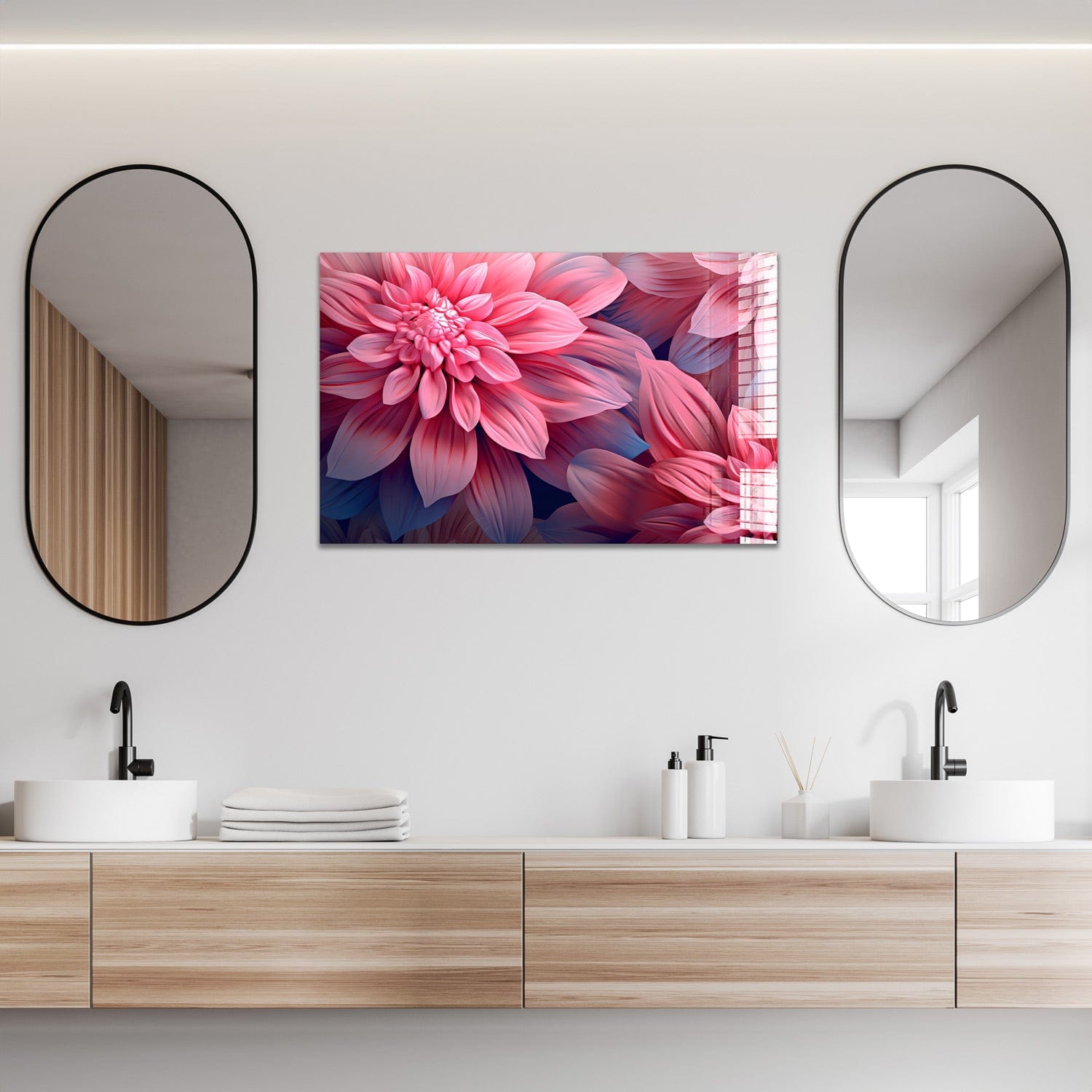 Artronauts Glass Print 72x46 Pink Flowers