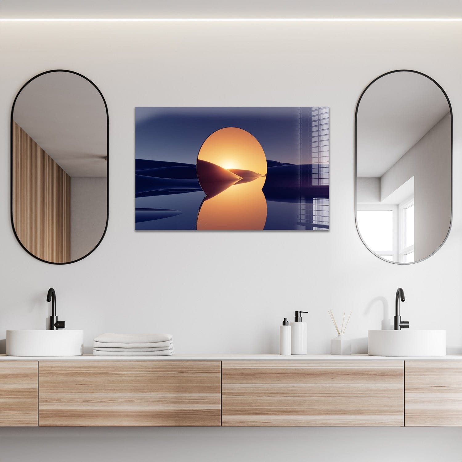 Artronauts Glass Print 72x46 Abstract Golden Mirror