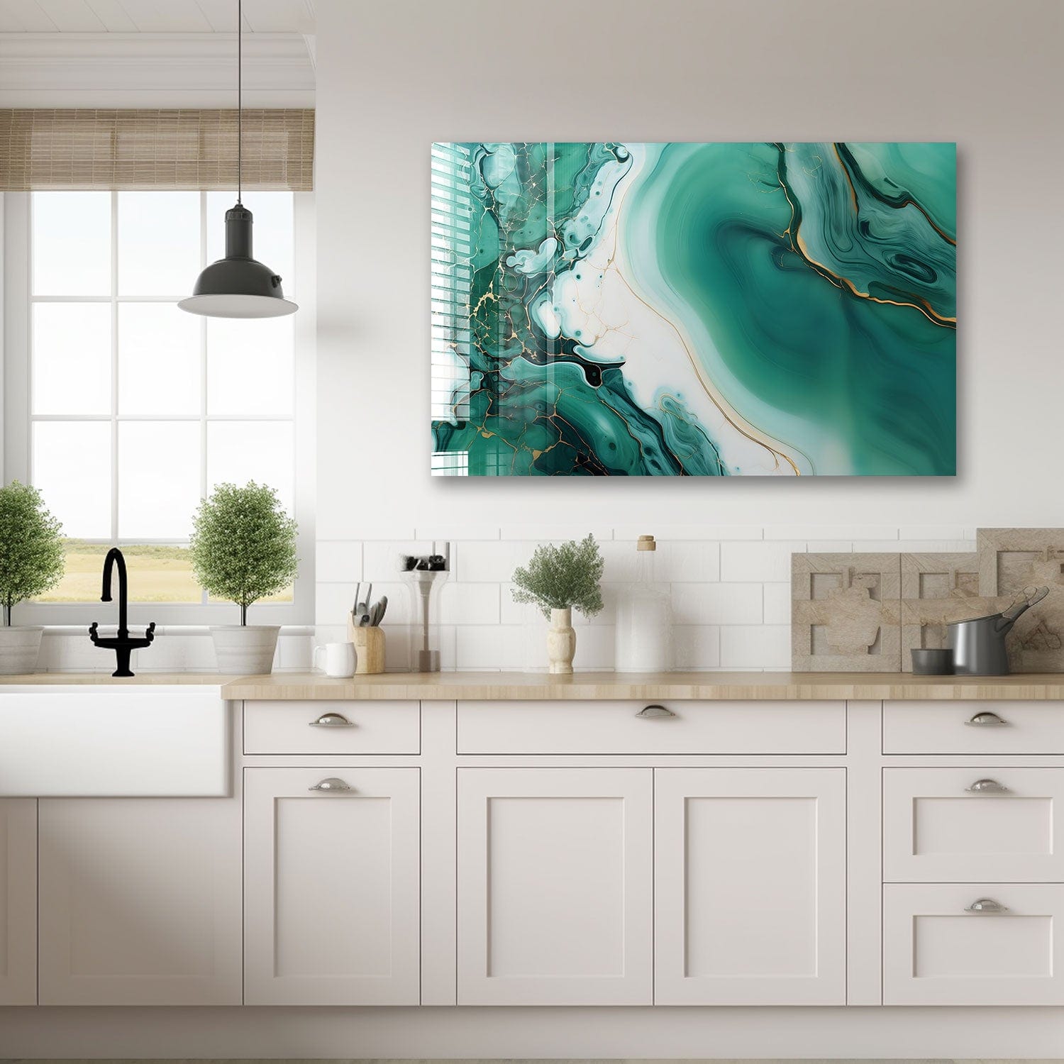 Artronauts Glass Print 110x70 Green Marble Design II