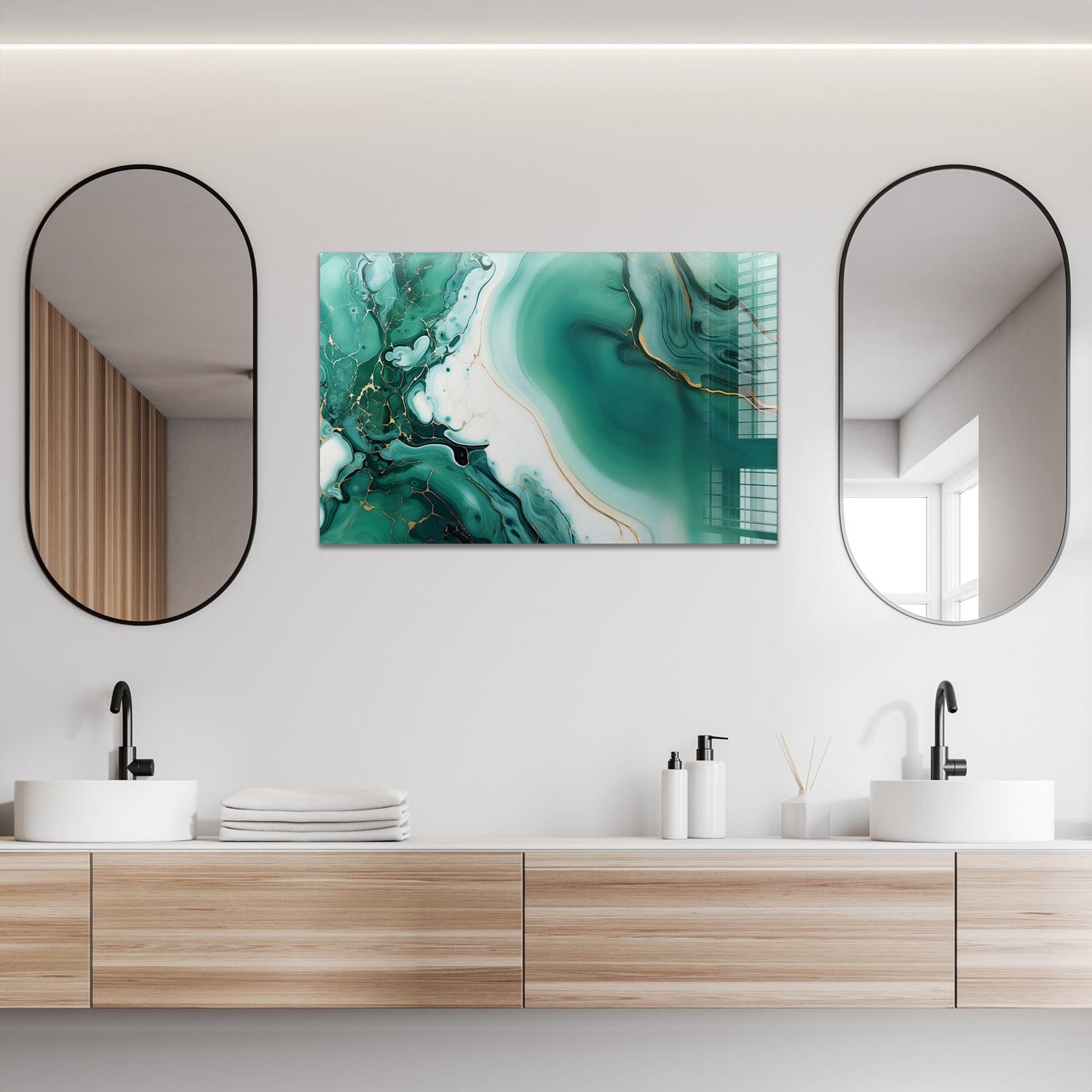 Artronauts Glass Print 72x46 Green Marble Design II