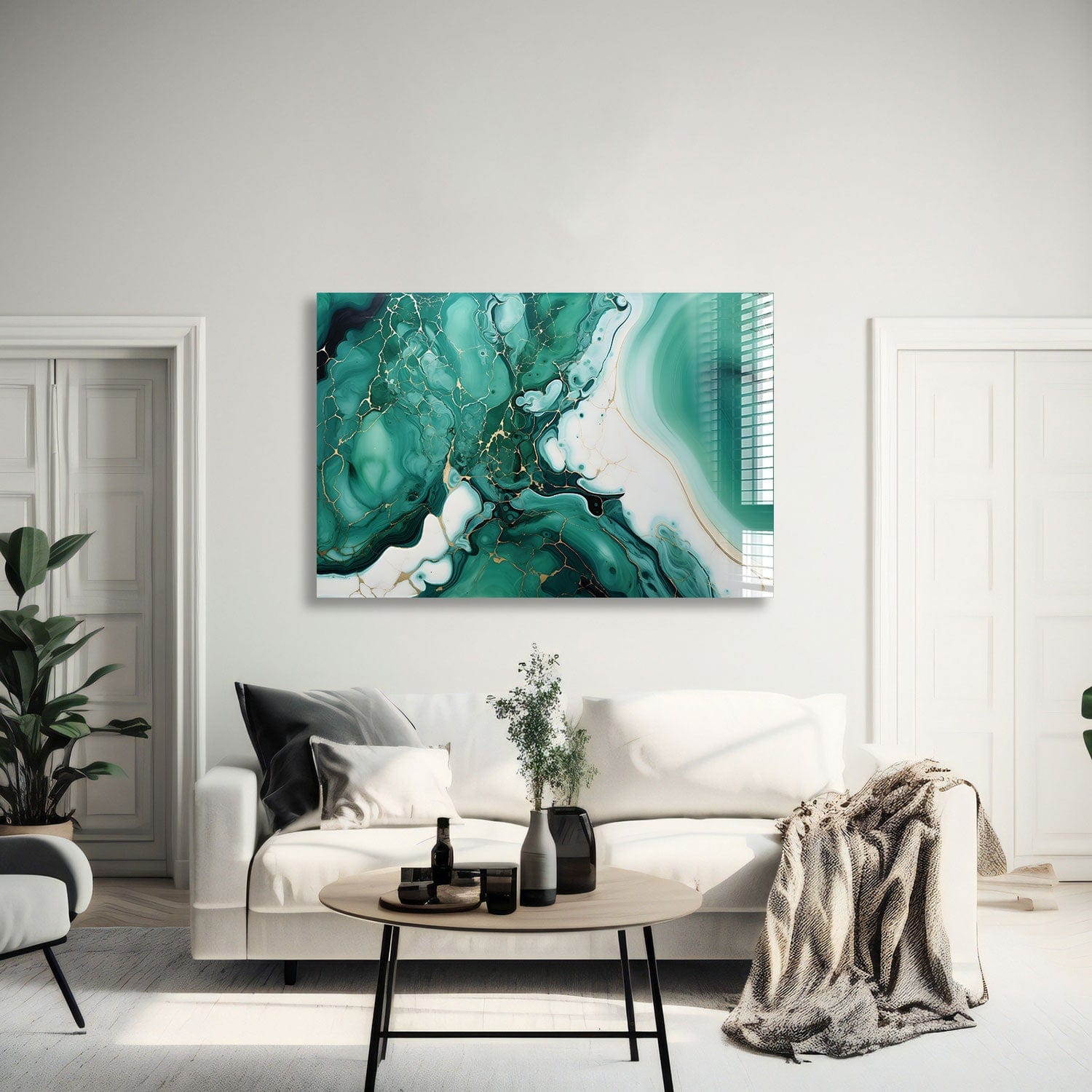 Artronauts Glass Print 60x90 Green Marble Design II
