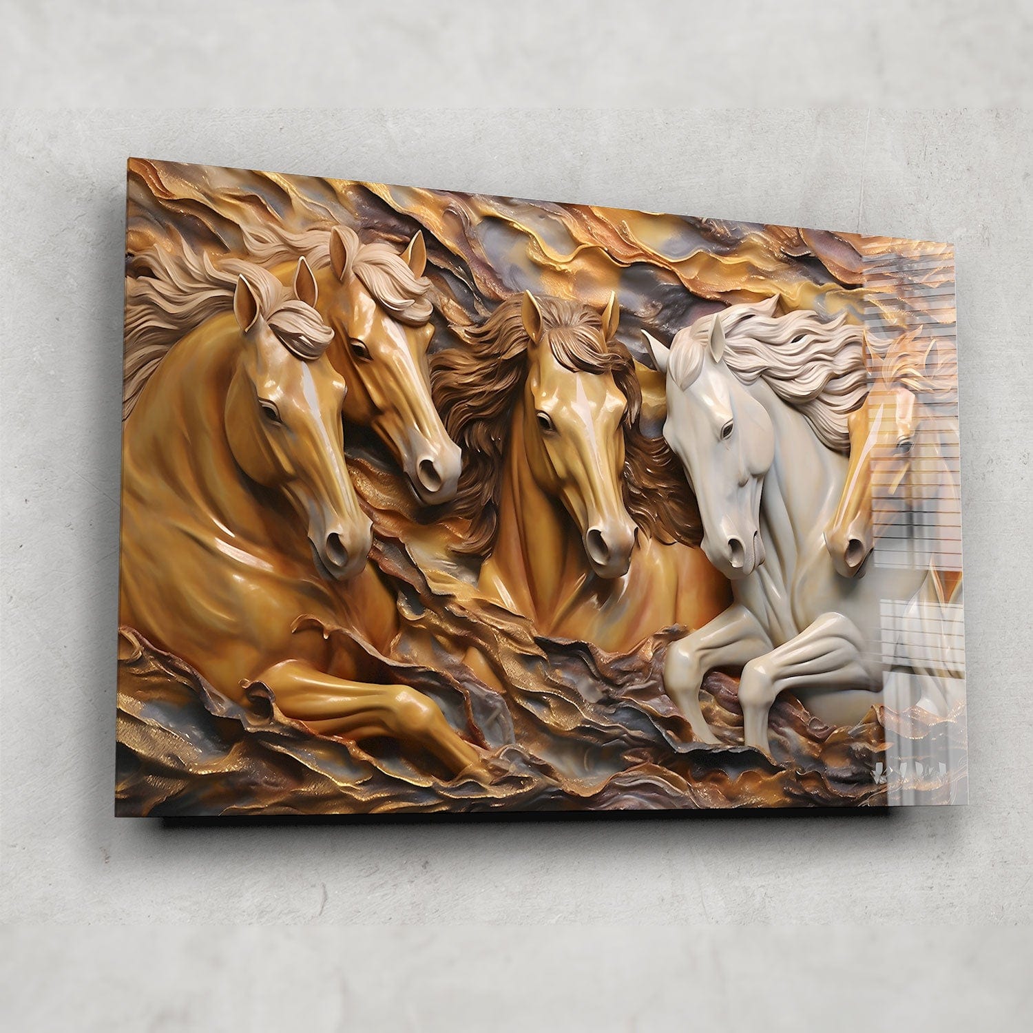 Artronauts Glass Print 72x46 Horses Painting