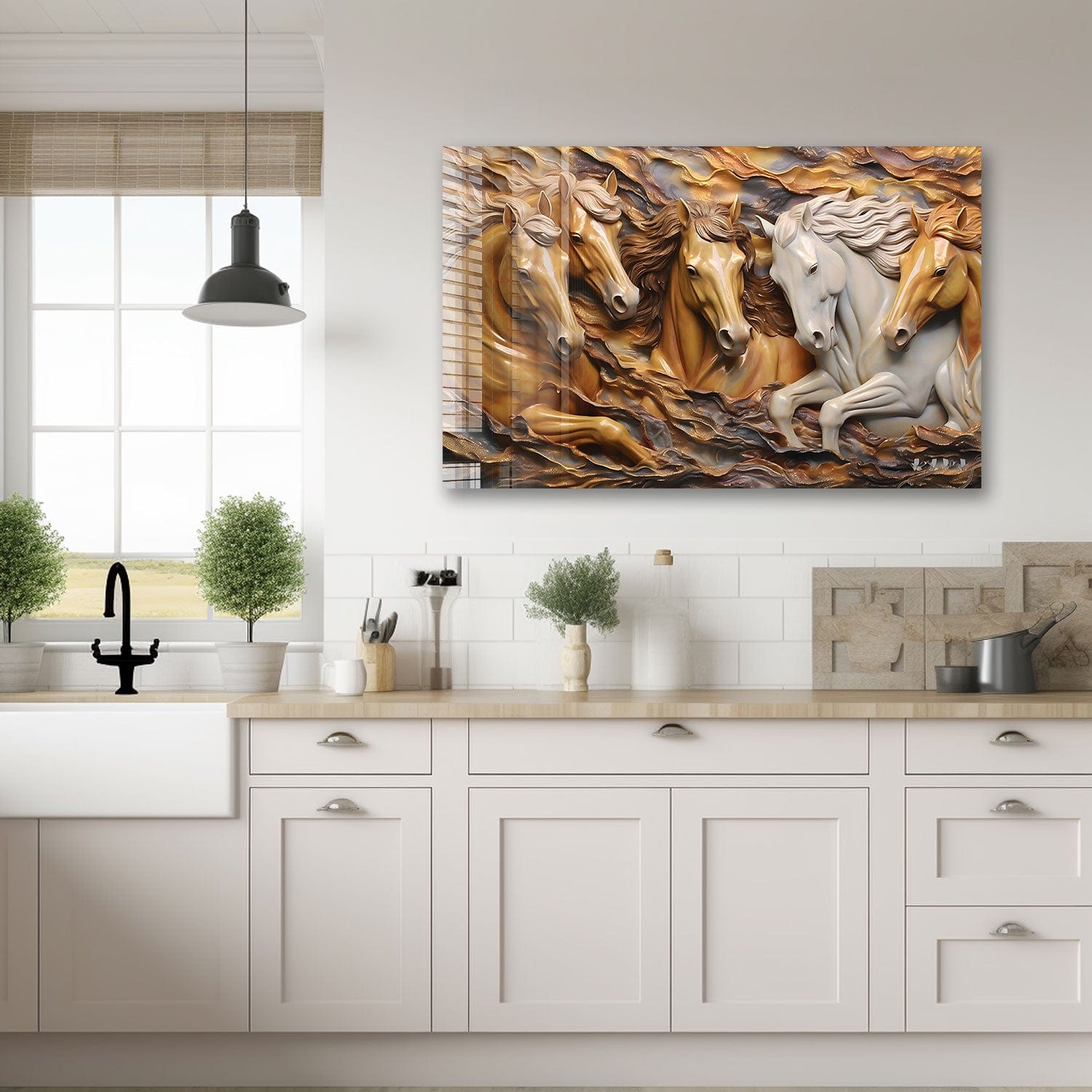 Artronauts Glass Print 110x70 Horses Painting