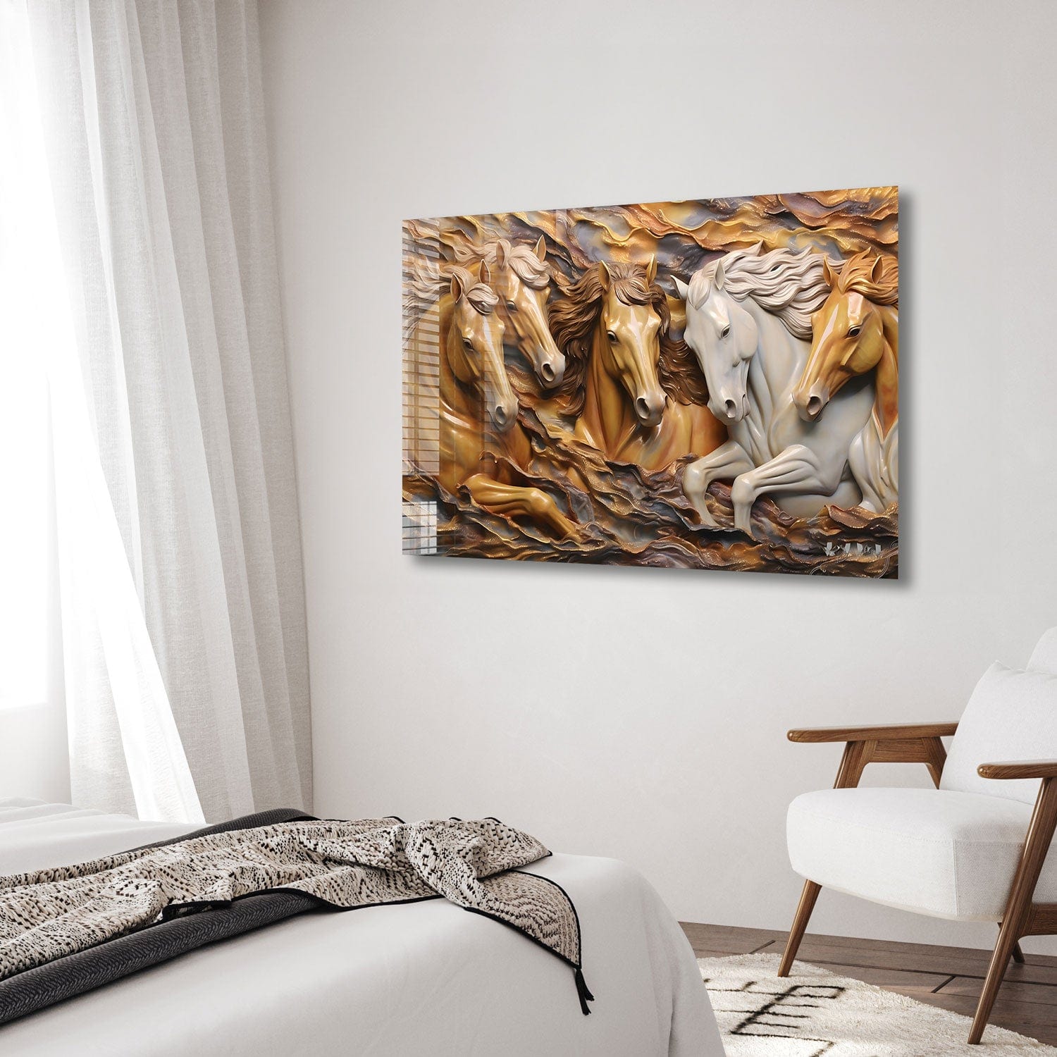 Artronauts Glass Print Horses Painting