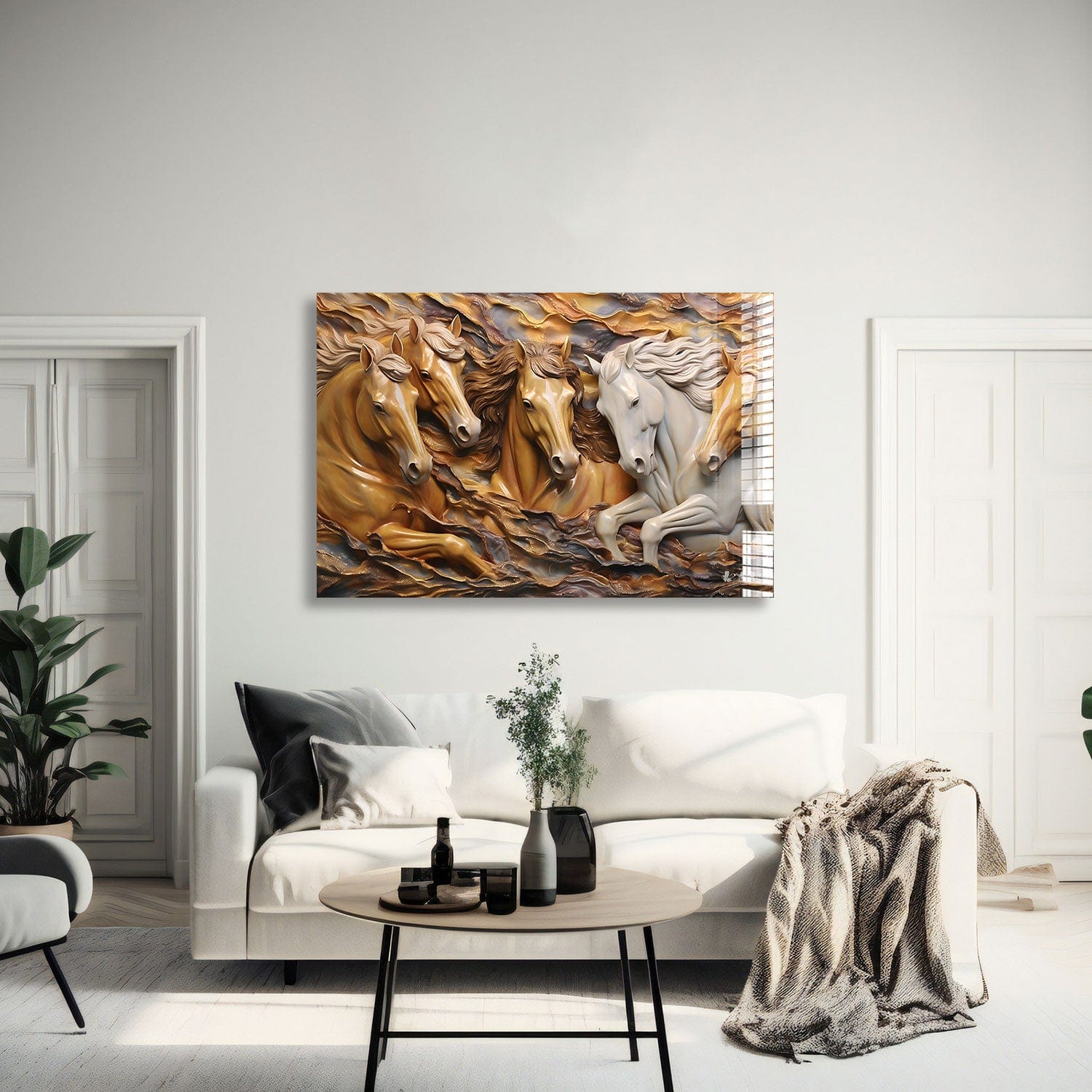 Artronauts Glass Print 60x90 Horses Painting