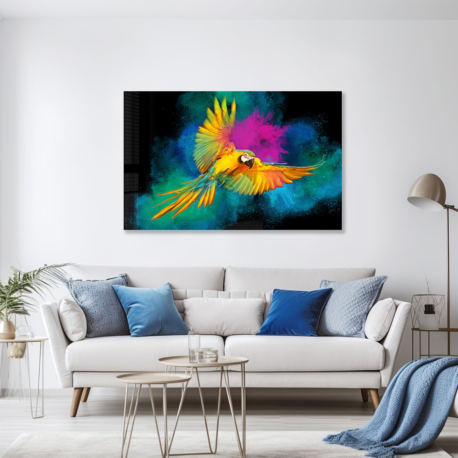 Rainbow Parrot - Tempered Glass Wall Art