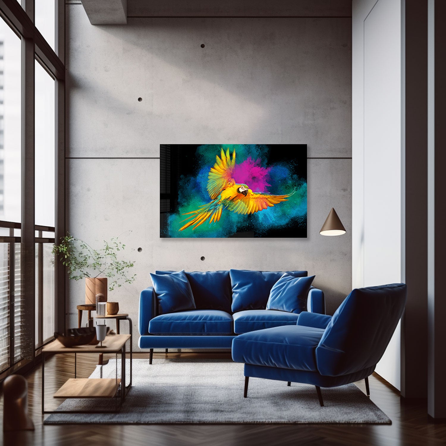 Rainbow Parrot - Tempered Glass Wall Art