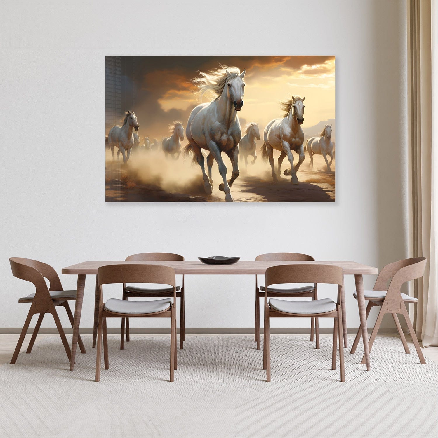 Artronauts Glass Print White Horses - Tempered Glass Wall Art
