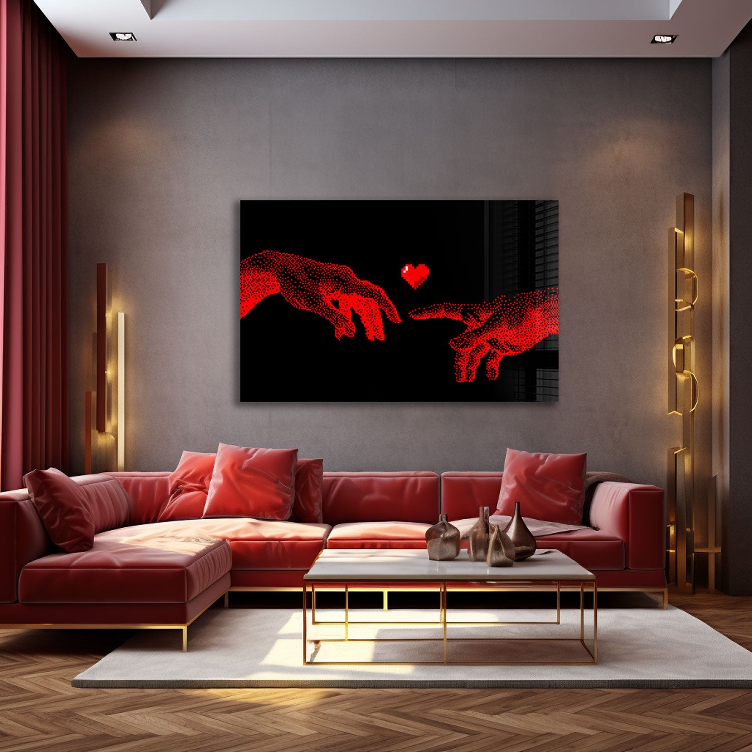 Pixelated Connection - Tempered Glass Wall Art