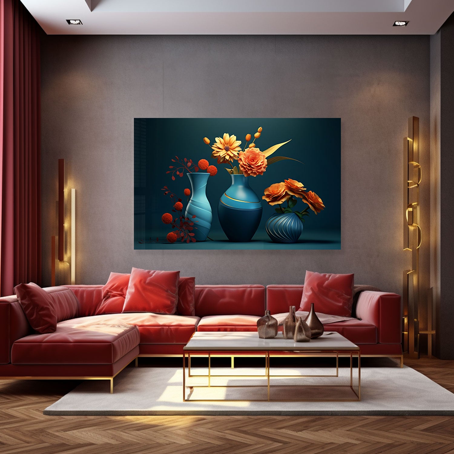 Portrait Flowers - Tempered Glass Wall Art