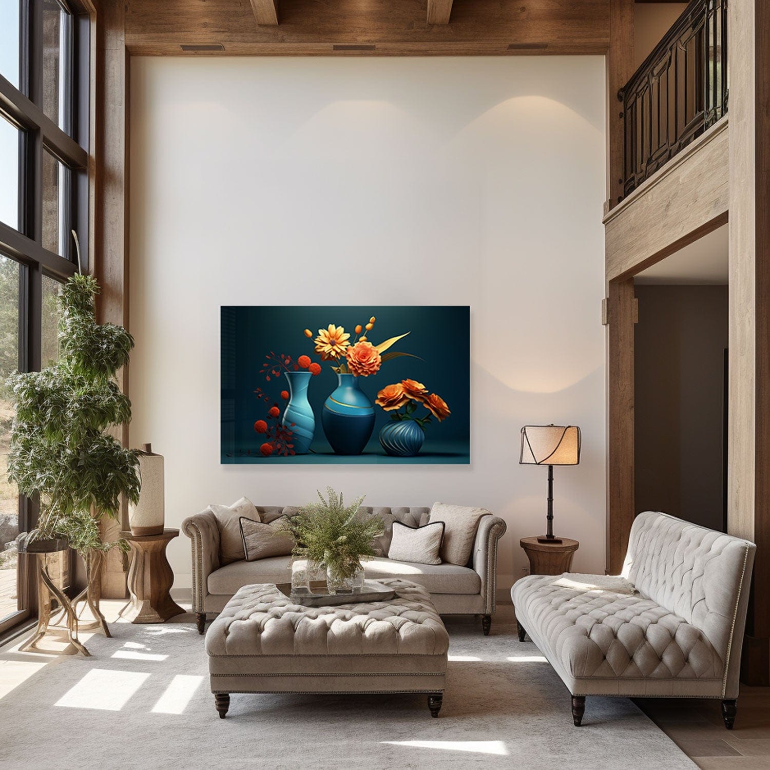 Artronauts Glass Print Portrait Flowers - Tempered Glass Wall Art