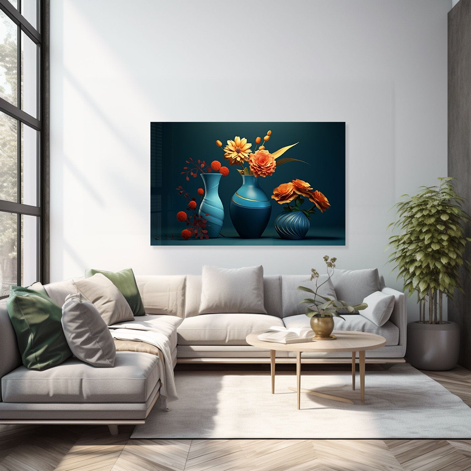 Artronauts Glass Print Portrait Flowers - Tempered Glass Wall Art