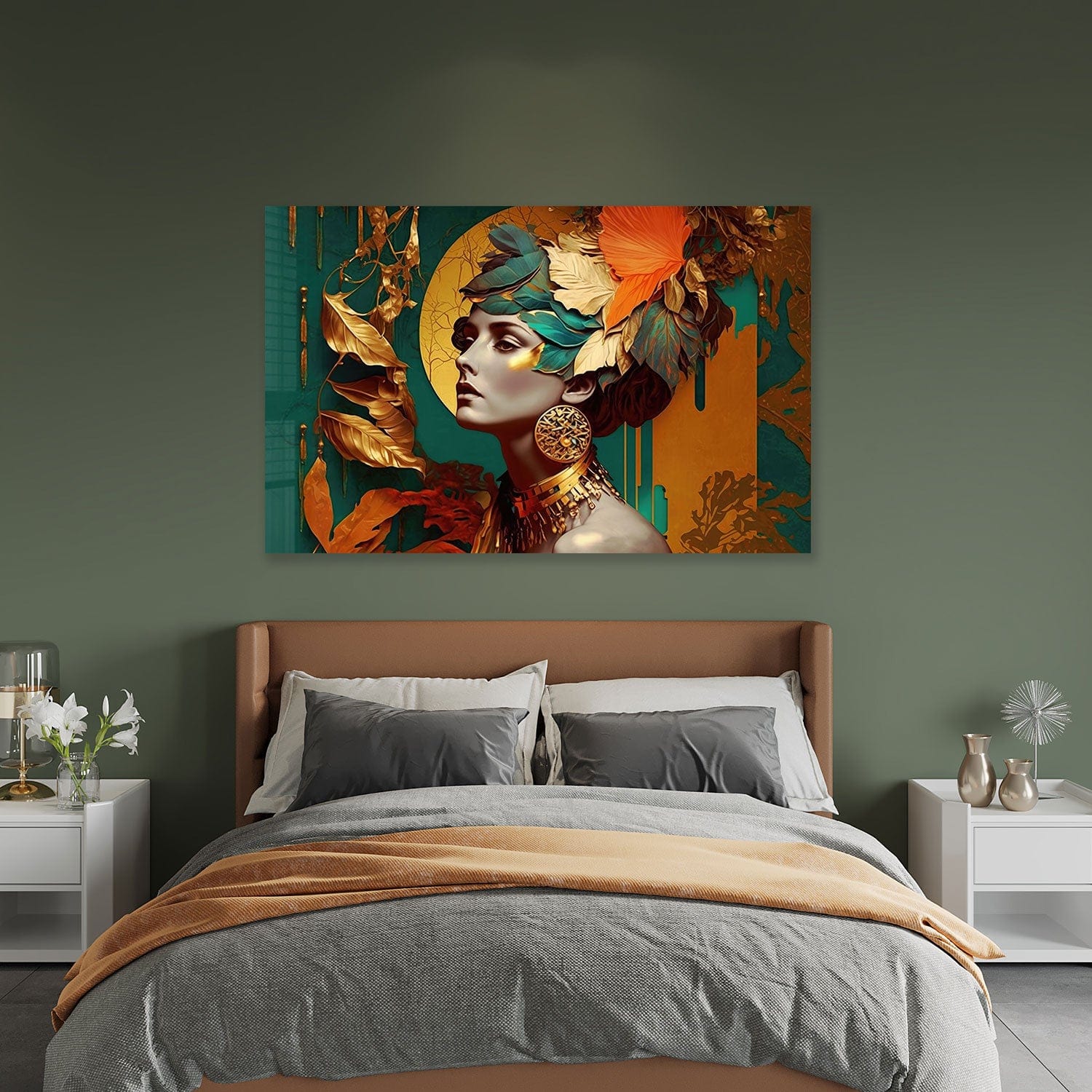 Artronauts Glass Print Lady in Leaves - Tempered Glass Wall Art