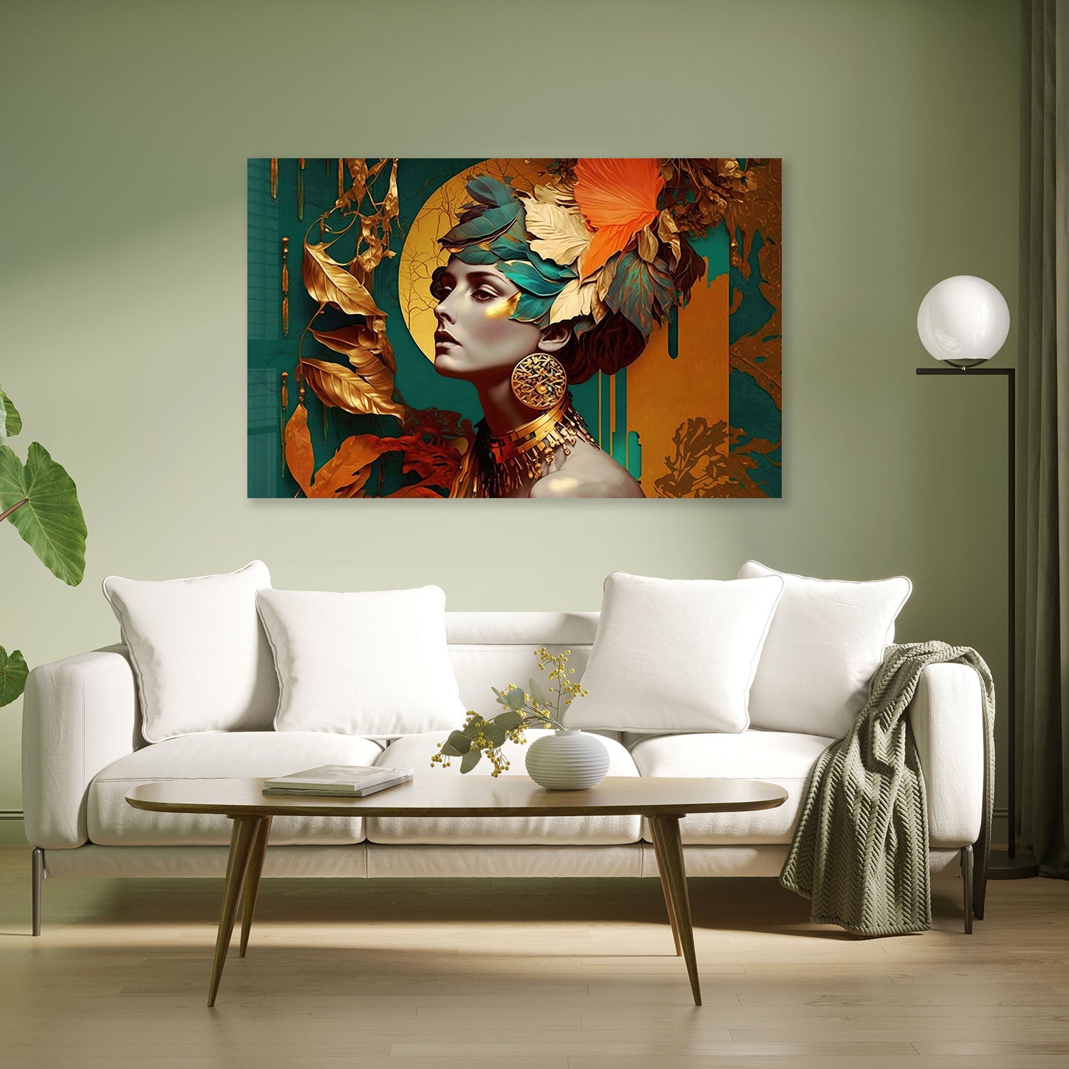 Lady in Leaves - Tempered Glass Wall Art