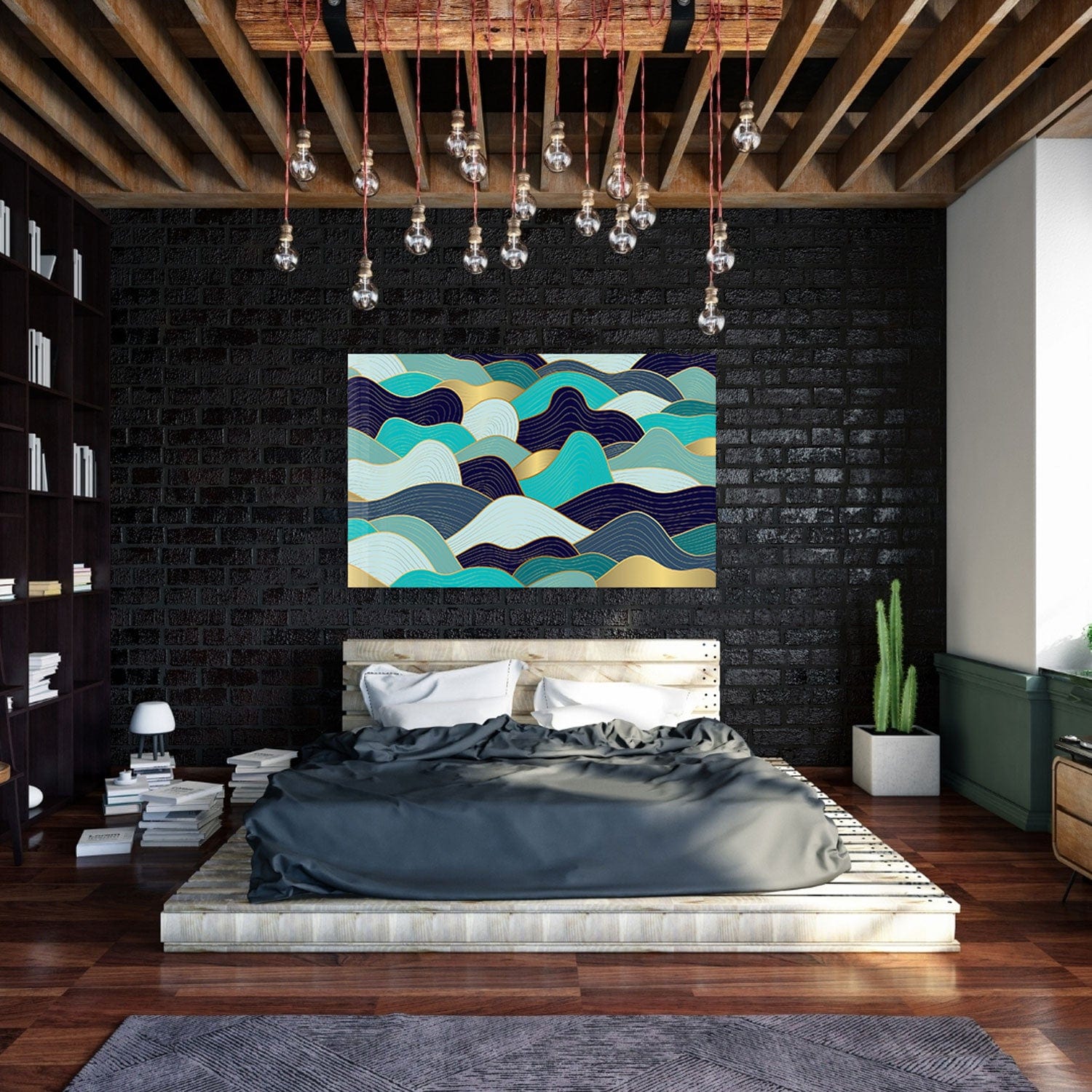 Artronauts Glass Print Shades of Blue Waves - Tempered Glass Wall Art