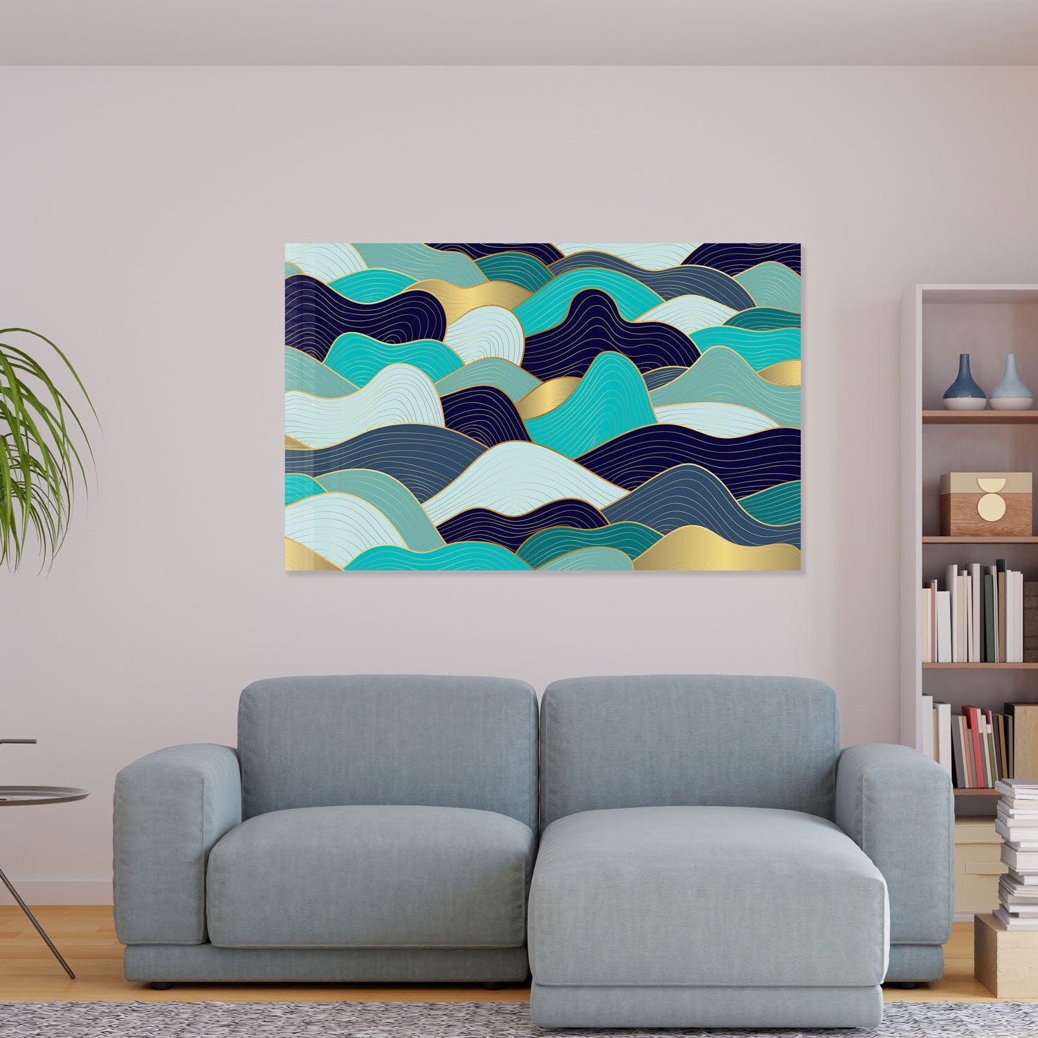 Artronauts Glass Print Shades of Blue Waves - Tempered Glass Wall Art