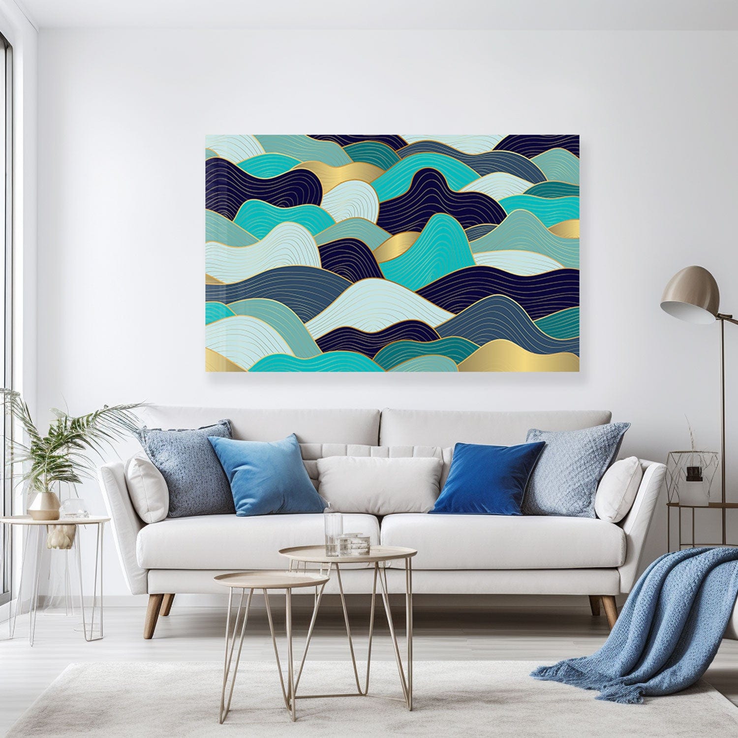 Artronauts Glass Print Shades of Blue Waves - Tempered Glass Wall Art
