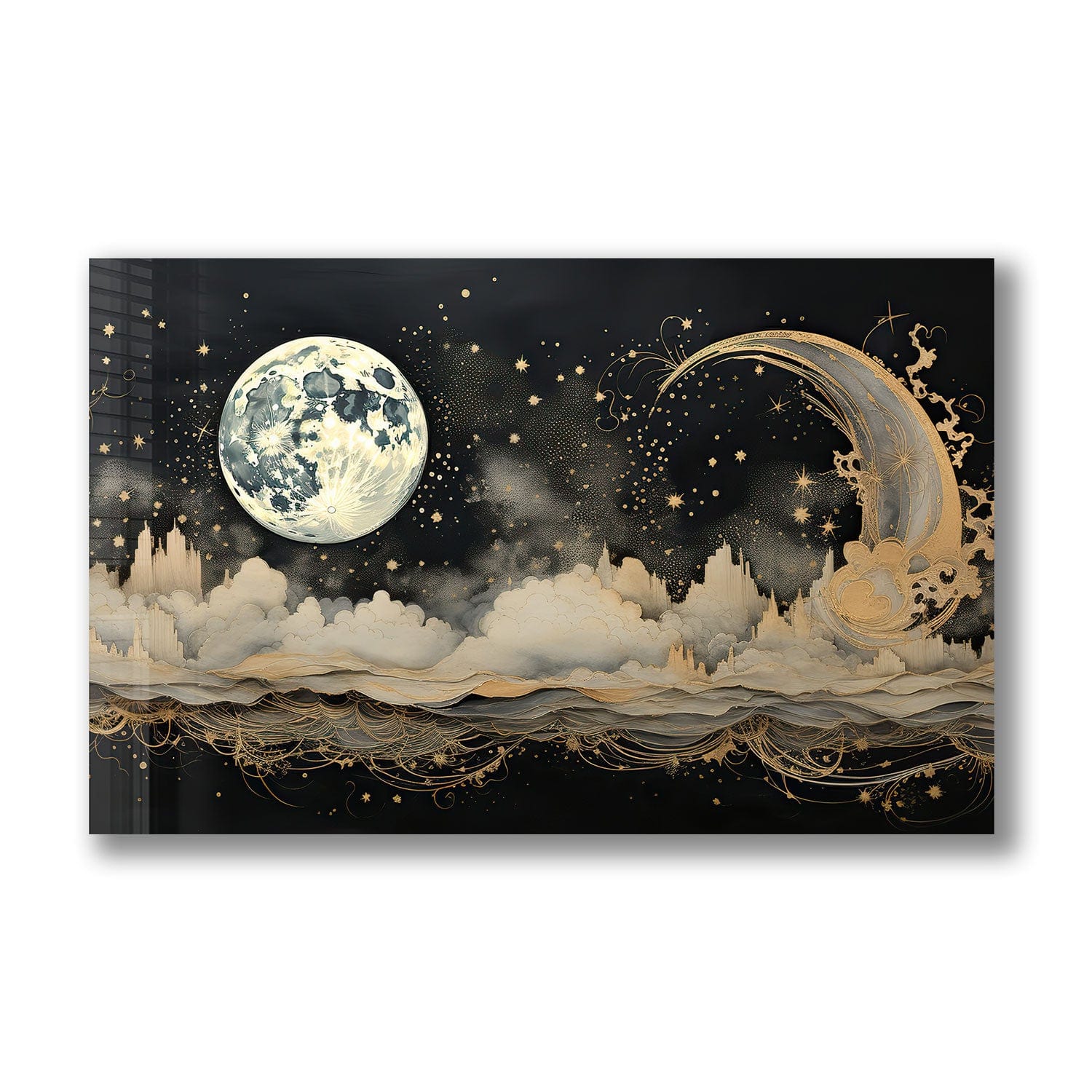 Artronauts Glass Print Illustrated Moonlight - Tempered Glass Wall Art