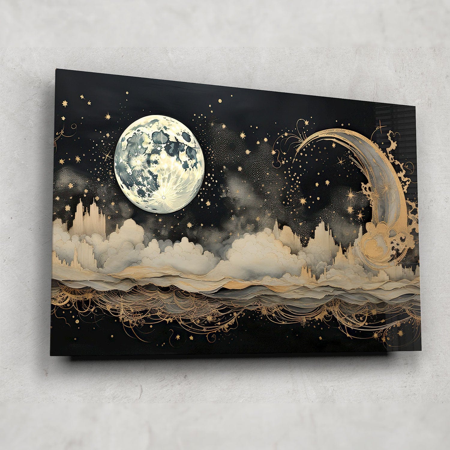 Artronauts Glass Print Illustrated Moonlight - Tempered Glass Wall Art