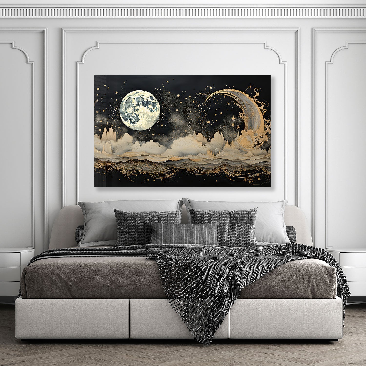 Illustrated Moonlight - Tempered Glass Wall Art