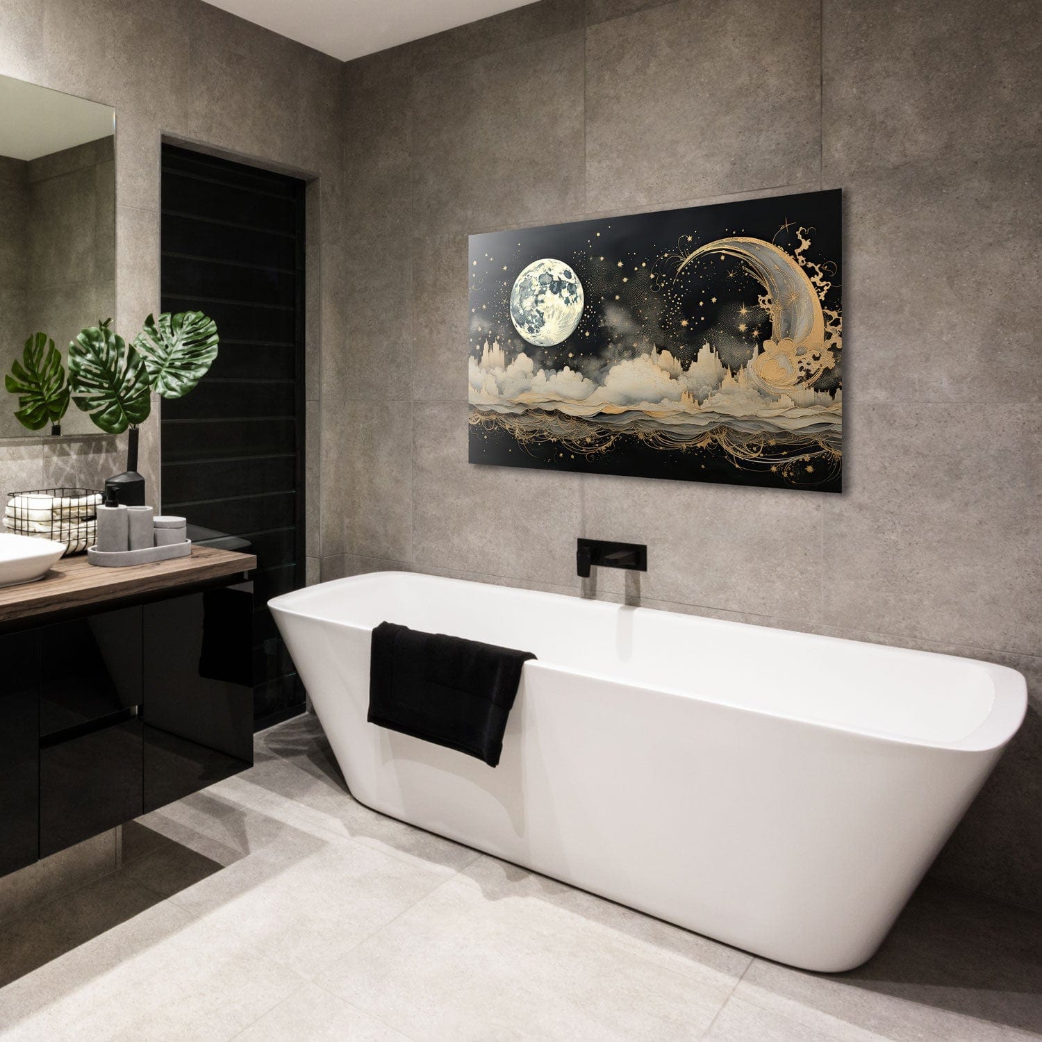 Artronauts Glass Print Illustrated Moonlight - Tempered Glass Wall Art