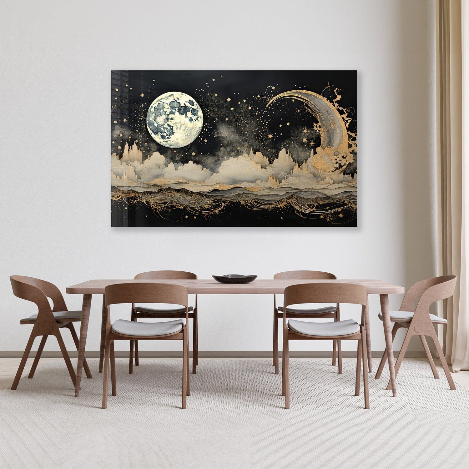 Artronauts Glass Print Illustrated Moonlight - Tempered Glass Wall Art