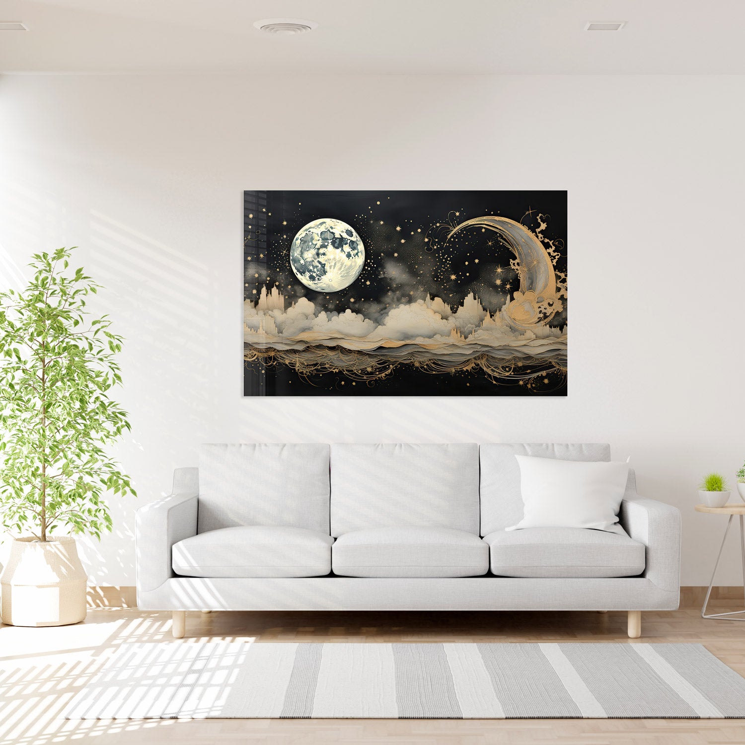 Illustrated Moonlight - Tempered Glass Wall Art