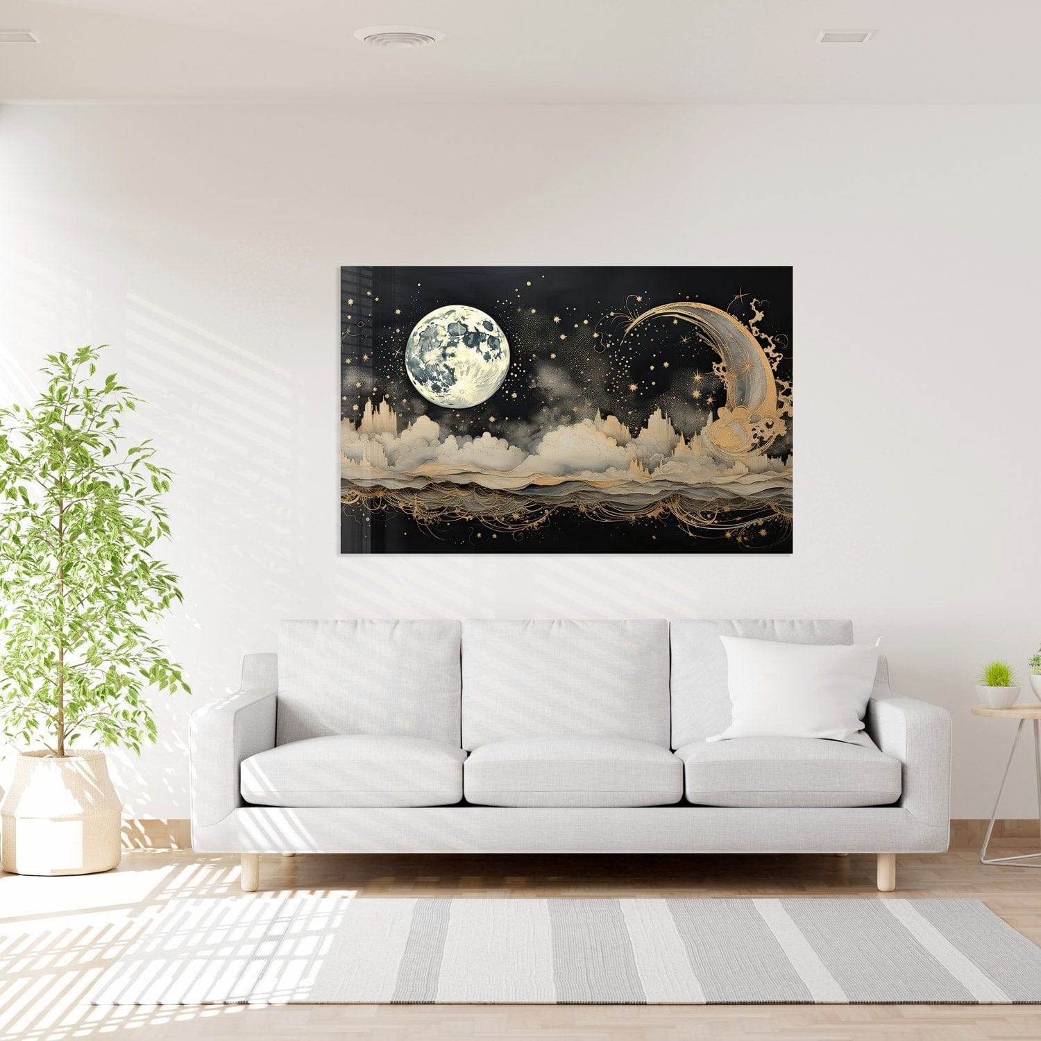 Artronauts Glass Print Illustrated Moonlight - Tempered Glass Wall Art