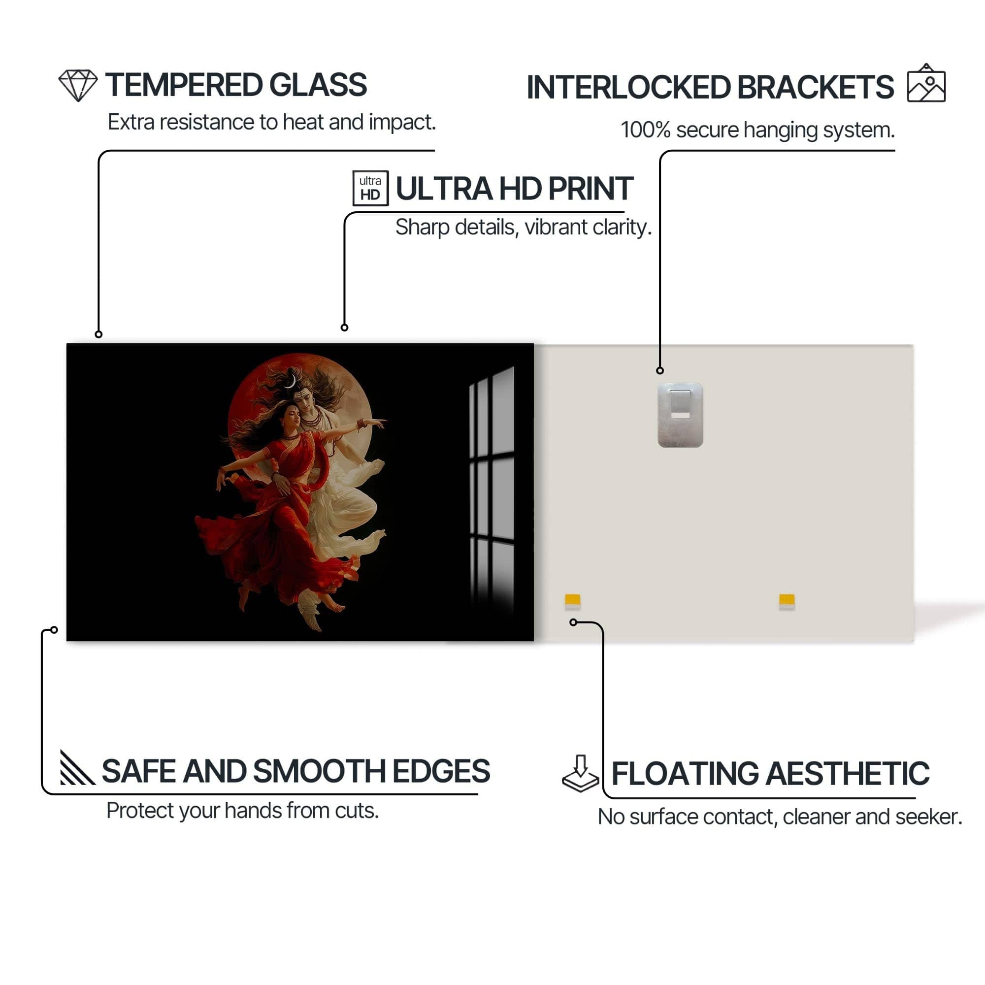 Artronauts Glass Print Eternal Union II- Hinduism Tempered Glass Wall Art